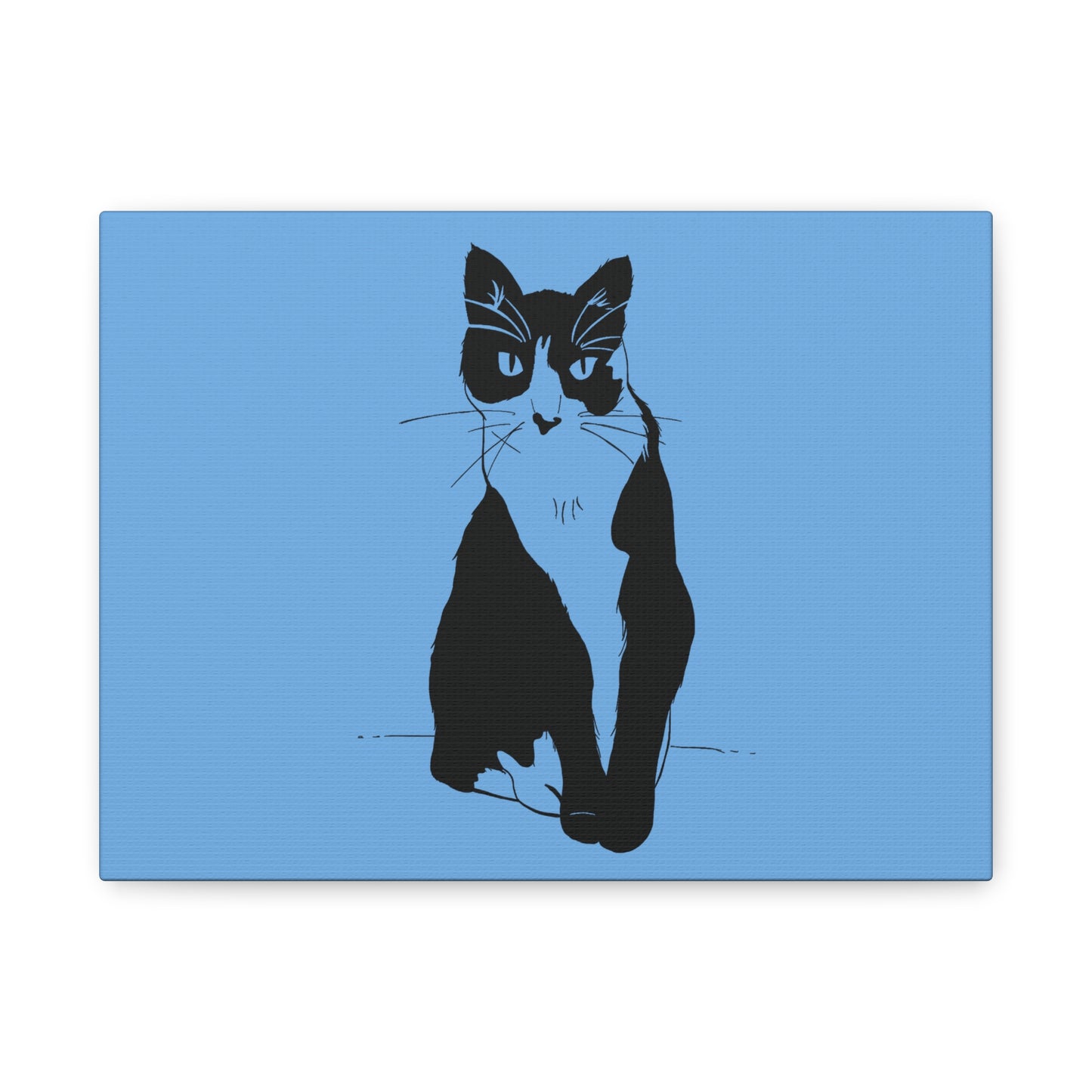 Cat Canvas Print on Light Blue (Transparent Style Cat) - Cat Drawing Art