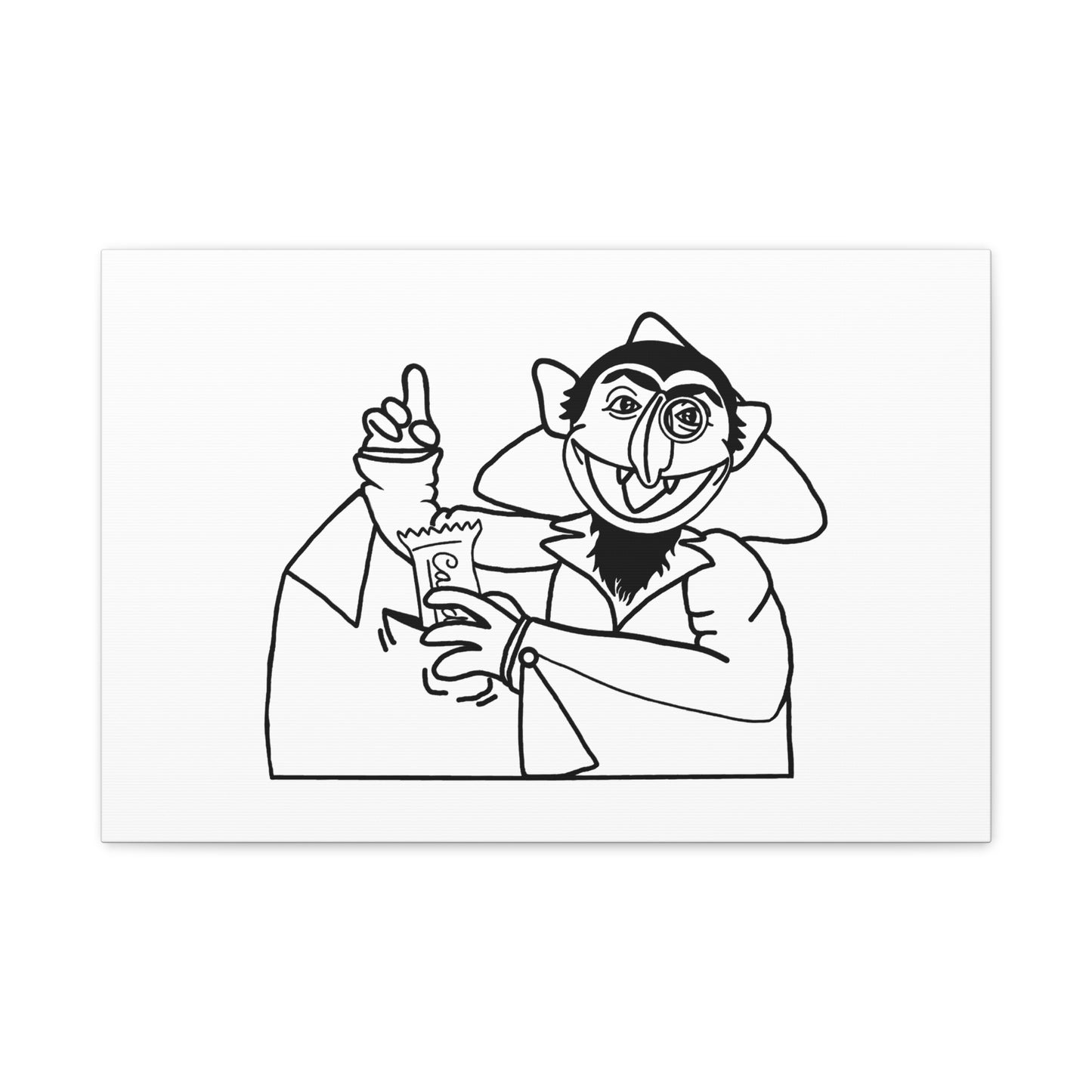 The Count Stealing Candy Outline Canvas Print White - Sesame Street The Count Parody Art
