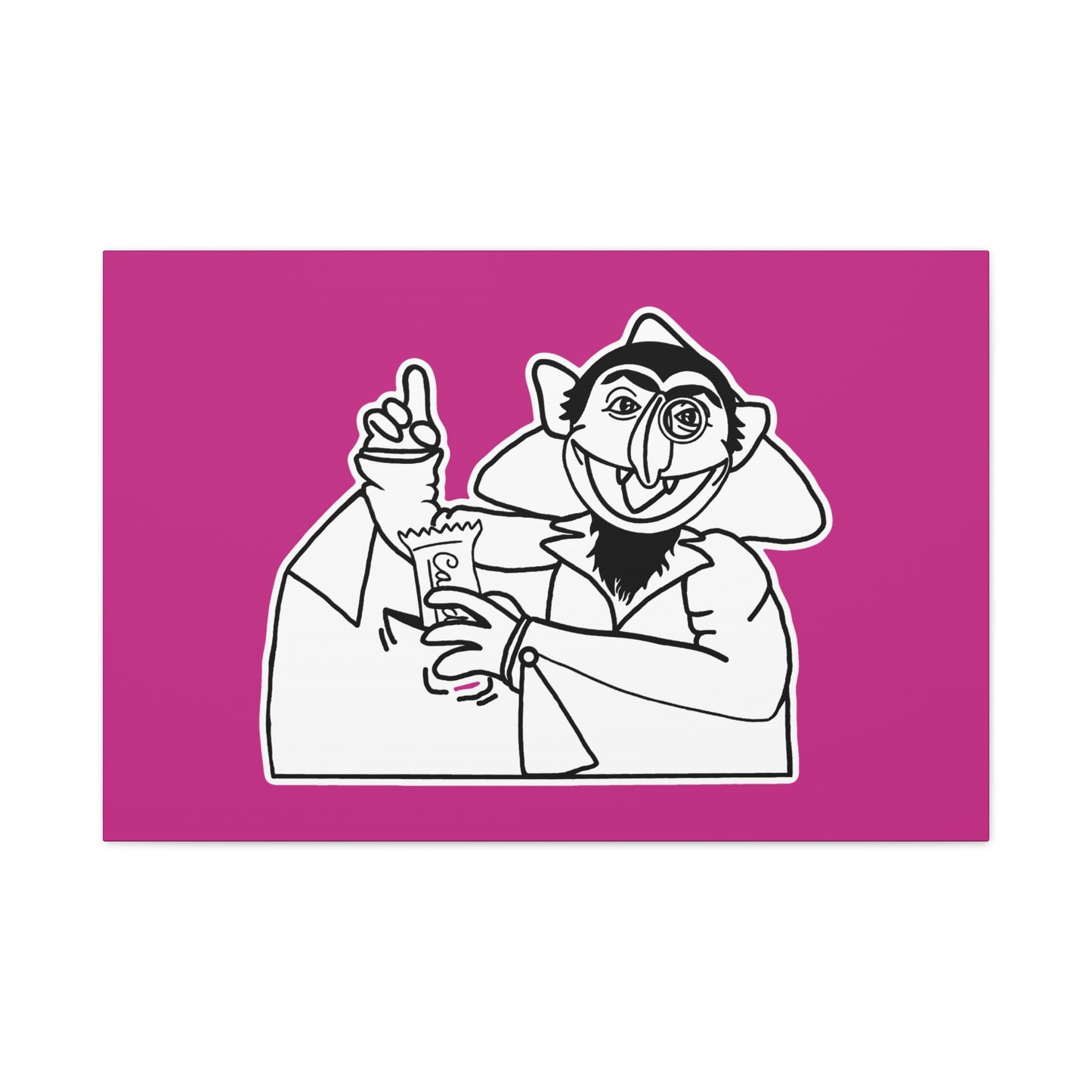 The Count Stealing Candy Outline Canvas Print Pink - Sesame Street The Count Parody Art