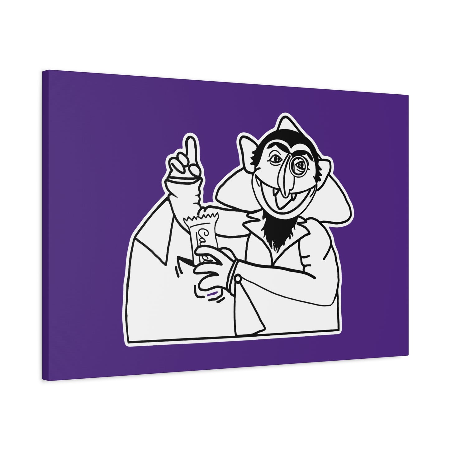 The Count Stealing Candy Outline Canvas Print Purple - Sesame Street The Count Parody Art