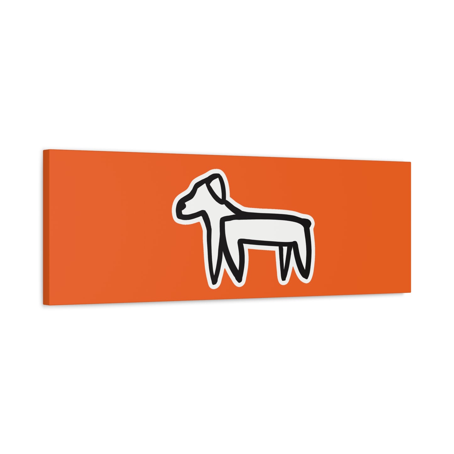 Dog Canvas Print on Orange (Sticker Style White Dog) - Dog Art Print