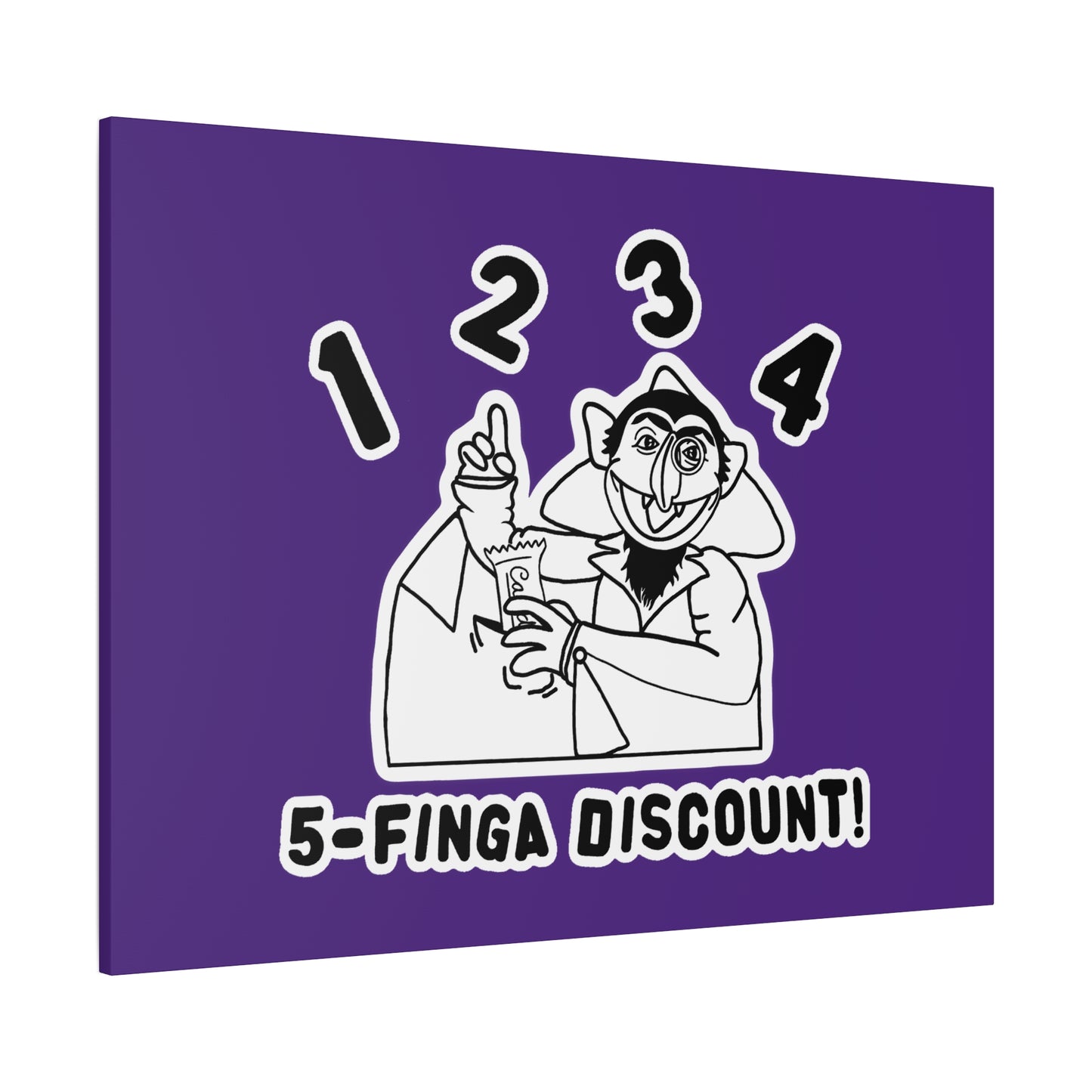 Five Finger Discount Outline Canvas Print Purple - Sesame Street The Count Parody Art Print