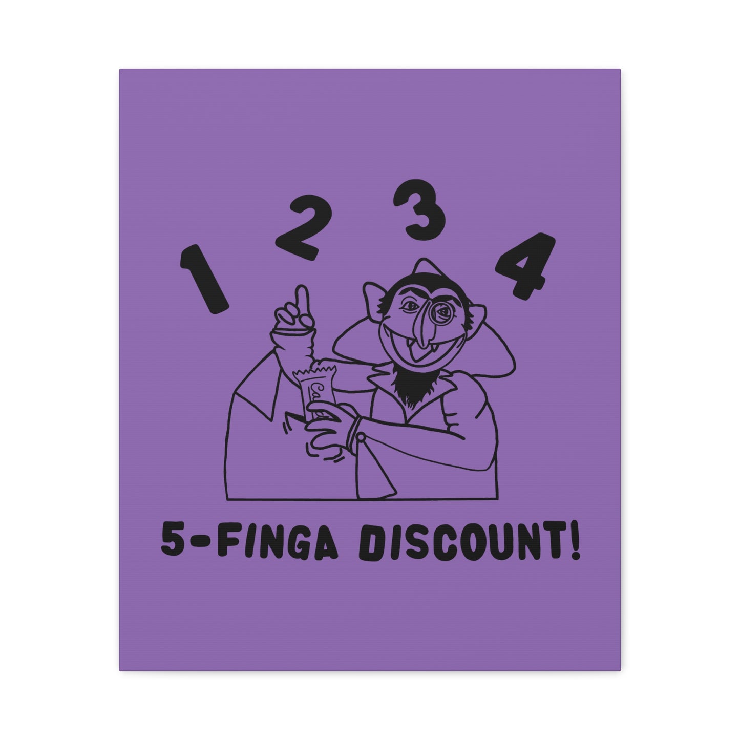 Five Finger Discount Outline Canvas Print Light Purple - Sesame Street The Count Parody Art Print