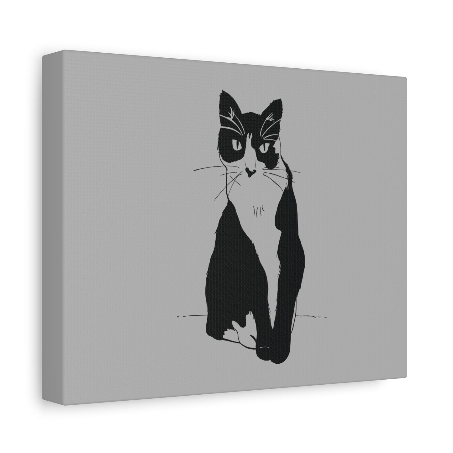 Cat Canvas Print on Grey (Transparent Style Cat) - Cat Drawing Art