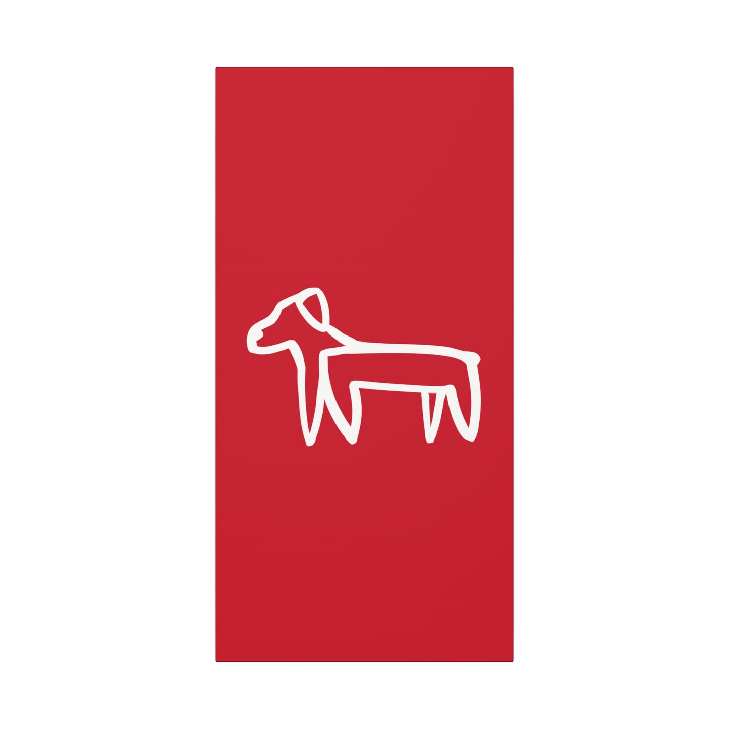 Dog Canvas Print on Red (Transparent Style White Dog) - Dog Art Print