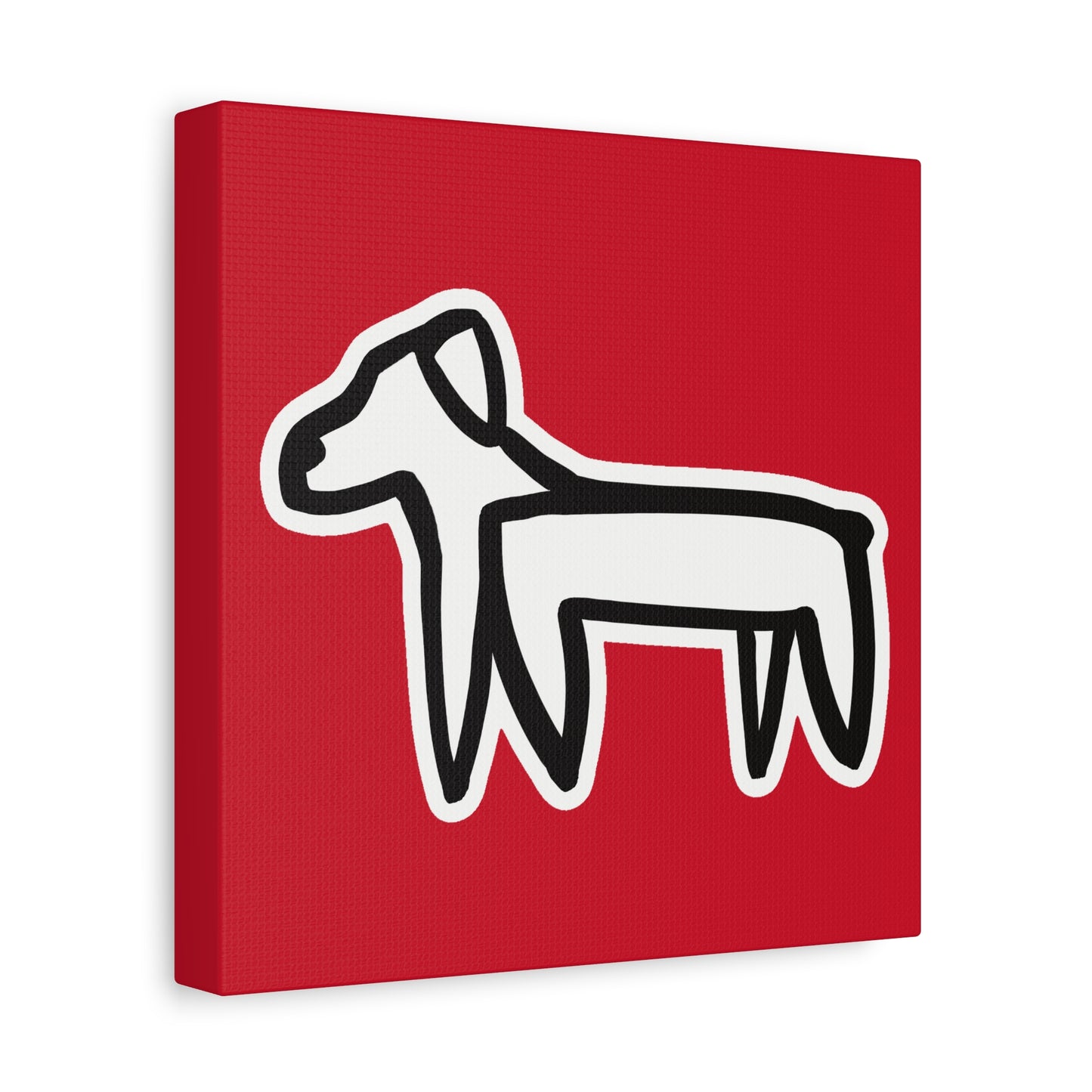 Dog Canvas Print on Red (Sticker Style White Dog) - Dog Art Print