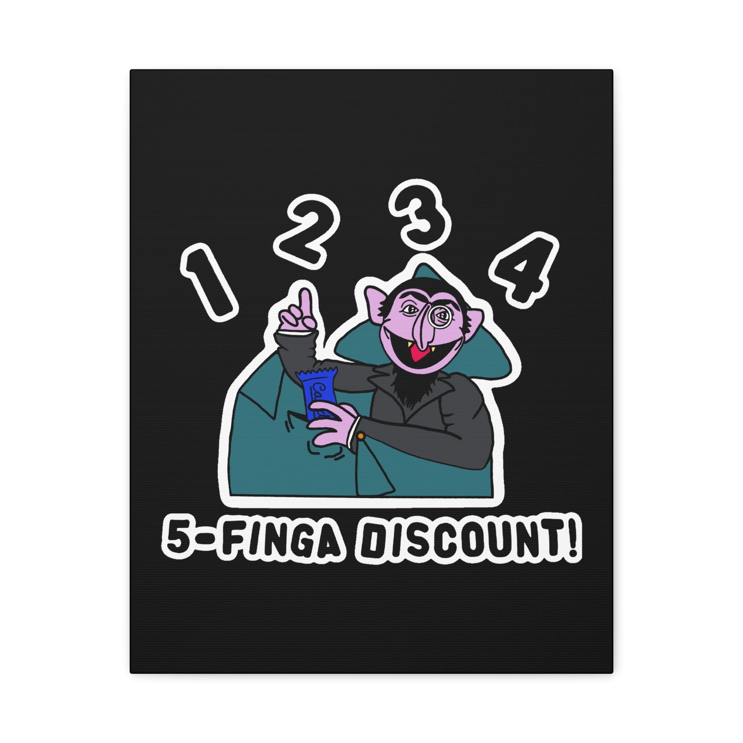 Five Finger Discount Canvas Print Black - Sesame Street The Count Parody Art Print