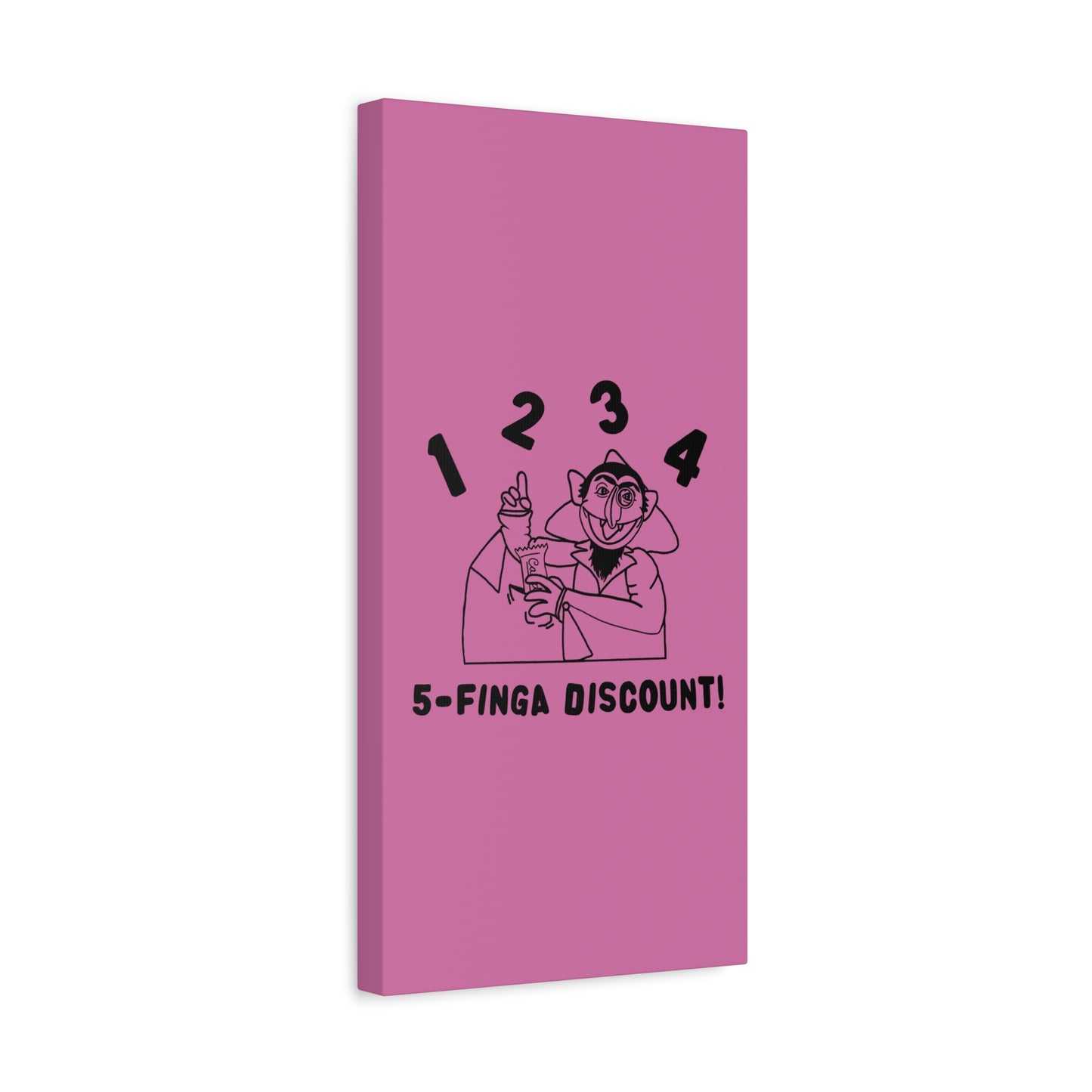 Five Finger Discount Outline Canvas Print Light Pink - Sesame Street The Count Parody Art Print