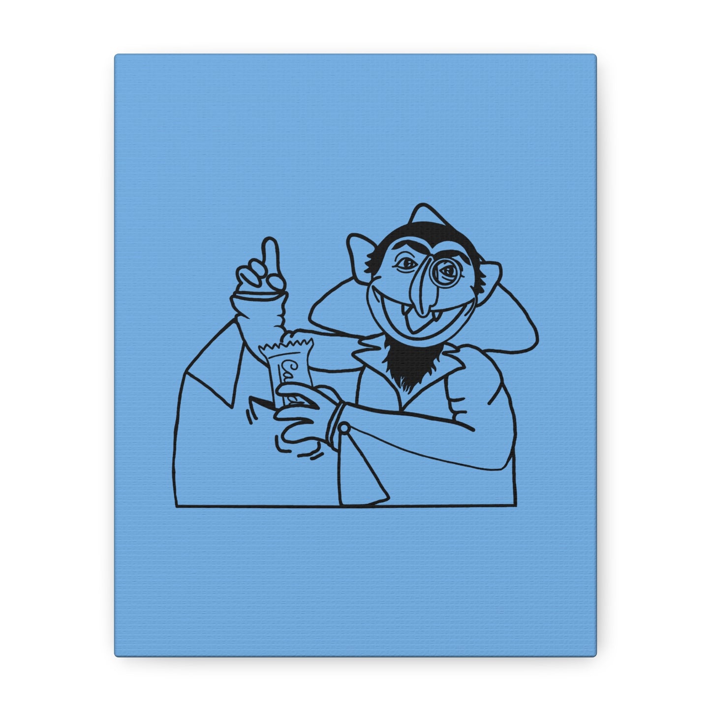 The Count Stealing Candy Outline Canvas Print Light Blue - Sesame Street The Count Parody Art