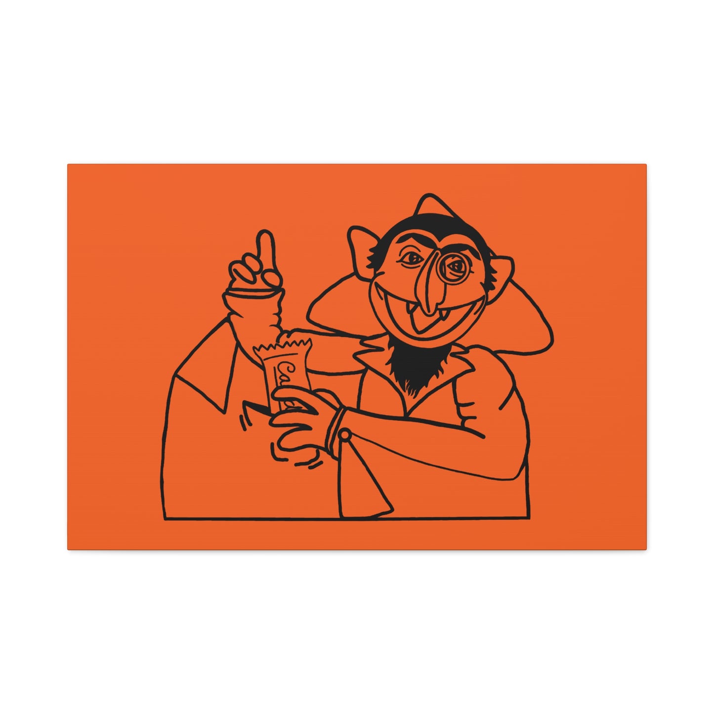 The Count Stealing Candy Outline Canvas Print Orange - Sesame Street The Count Parody Art Print