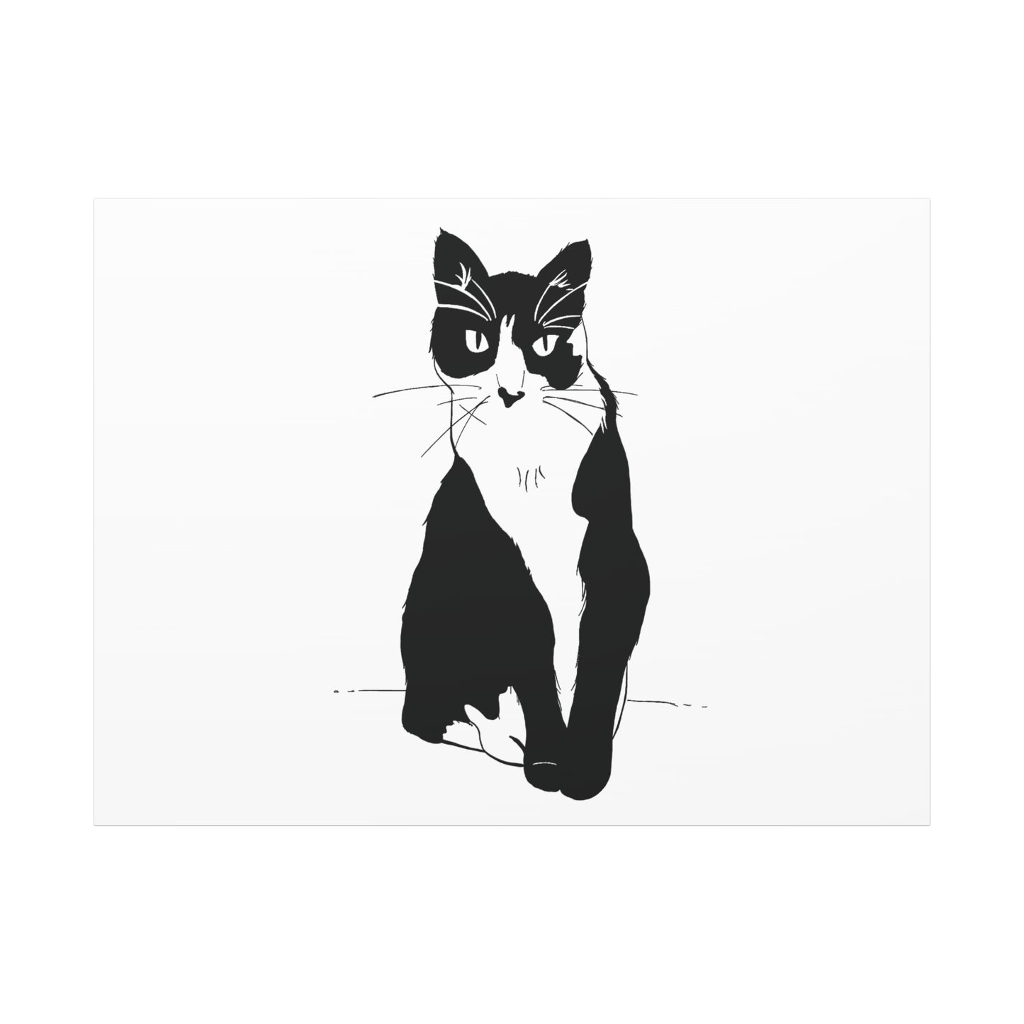 Cat Canvas Print on White (Transparent Style Cat) - Cat Drawing Art