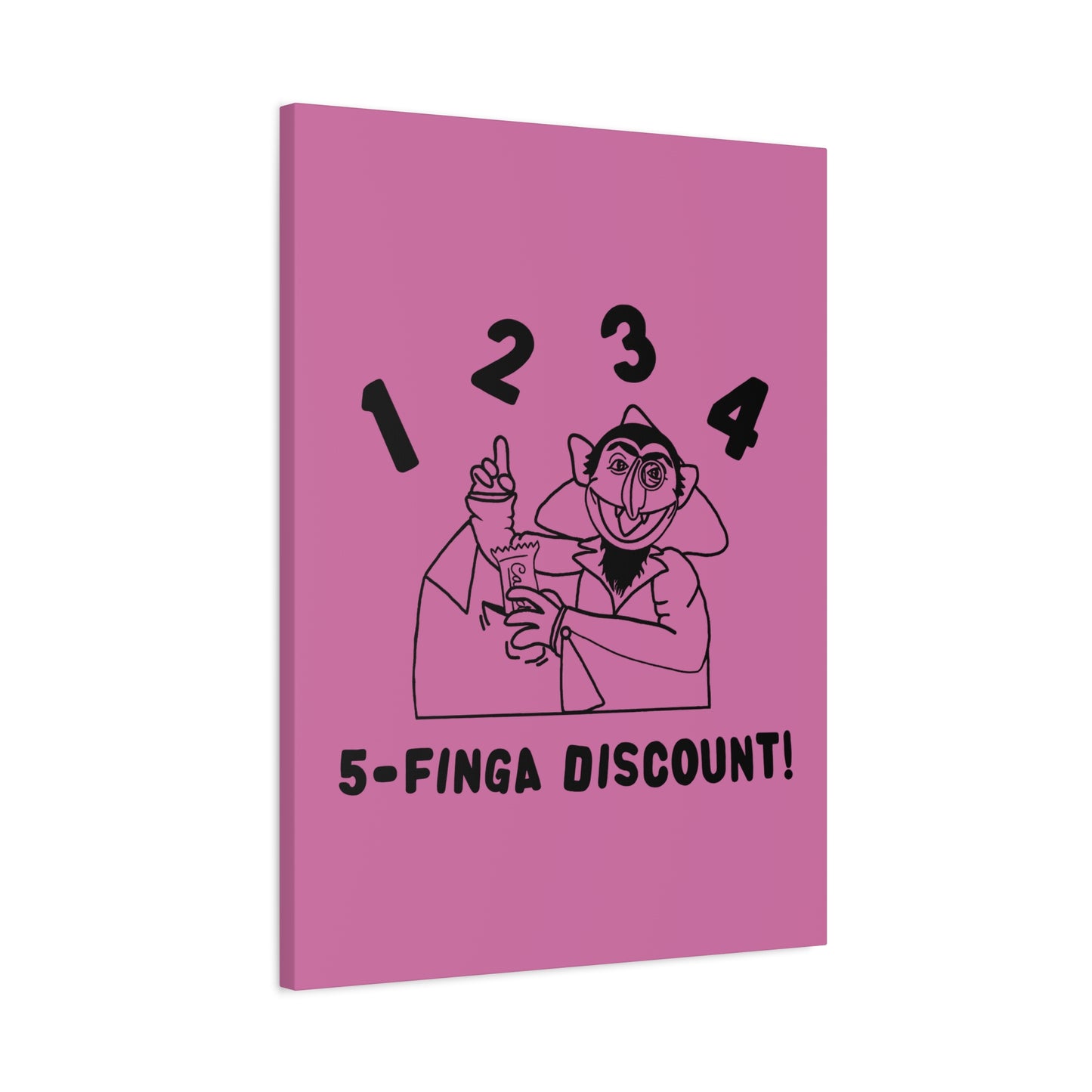 Five Finger Discount Outline Canvas Print Light Pink - Sesame Street The Count Parody Art Print