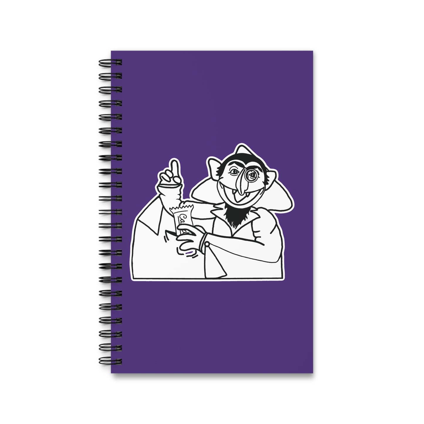 The Count Stealing Candy Outline Notebook Purple - Sesame Street The Count Parody Notebook