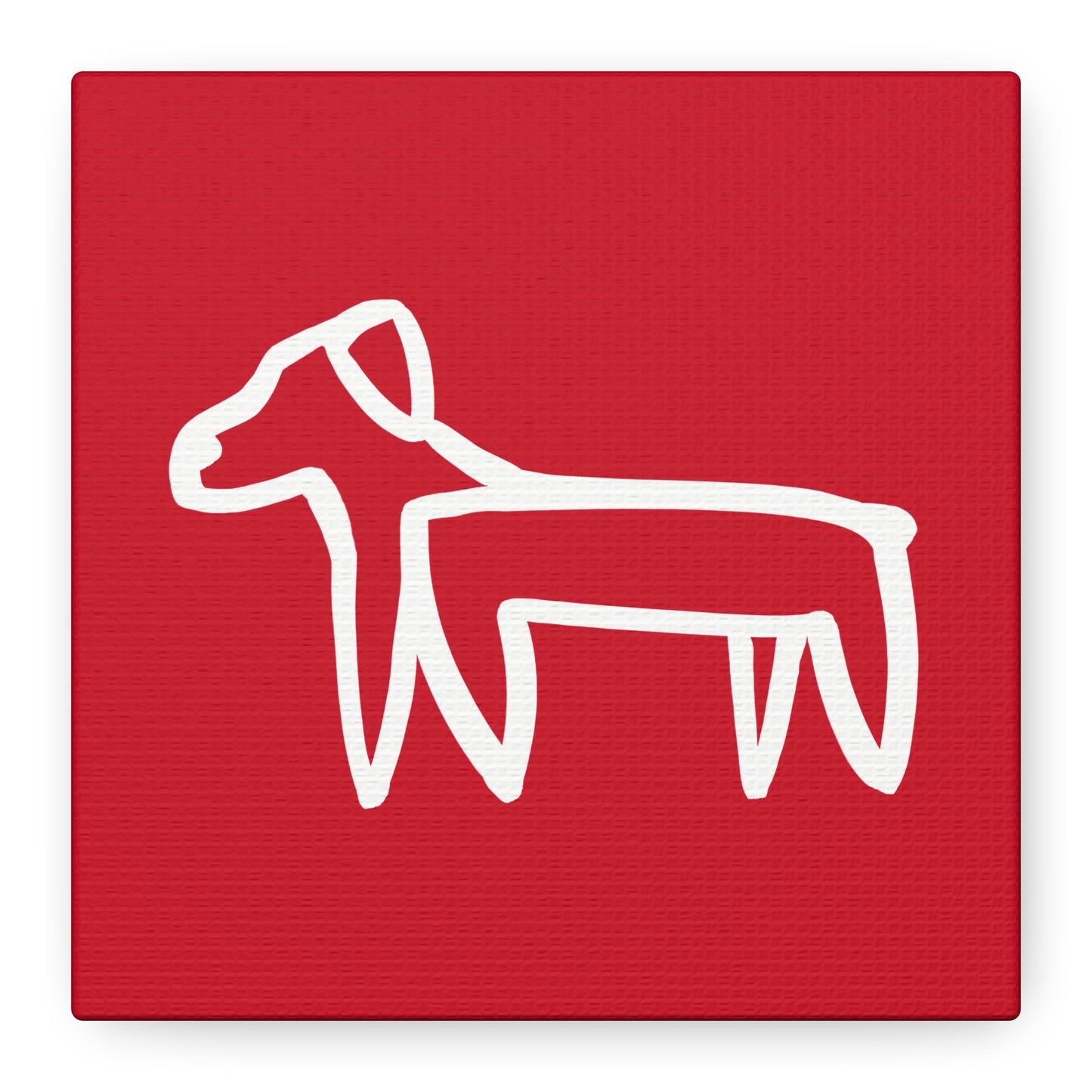 Dog Canvas Print on Red (Transparent Style White Dog) - Dog Art Print