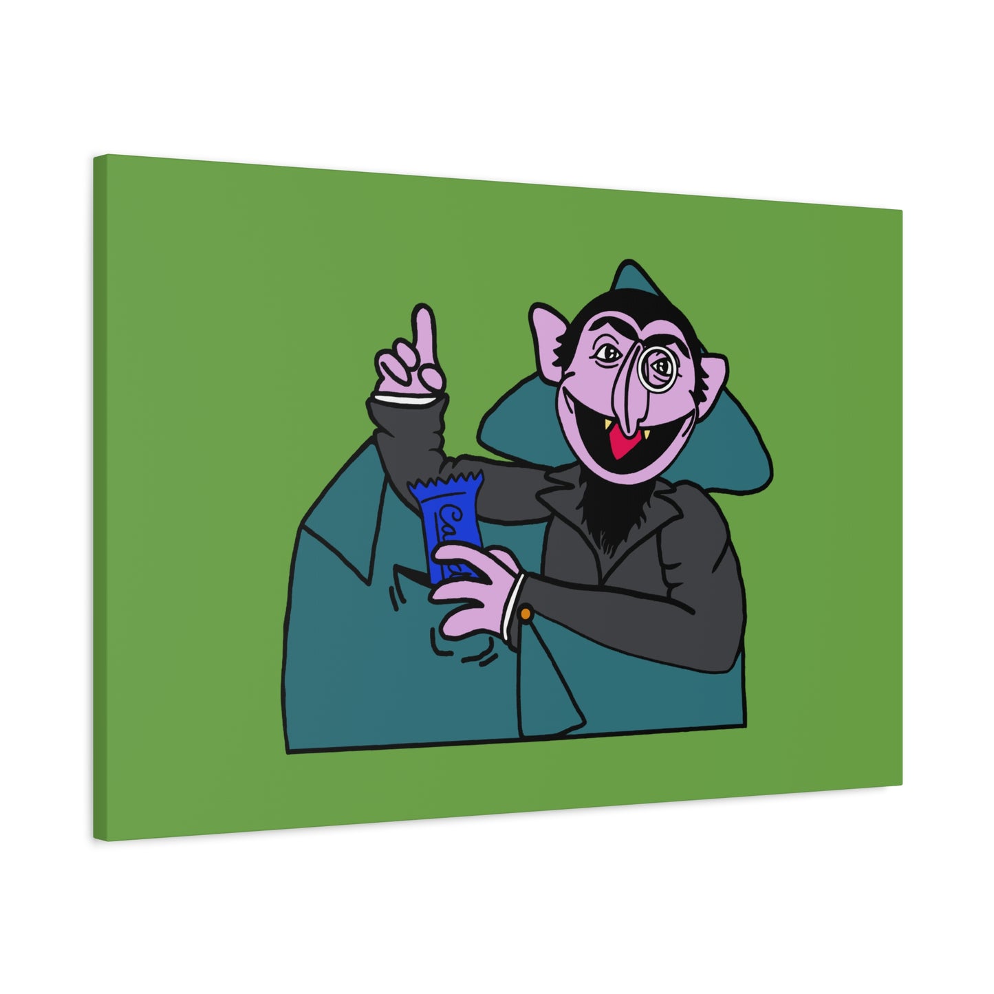The Count Stealing Candy Canvas Print Green - Sesame Street The Count Parody Art