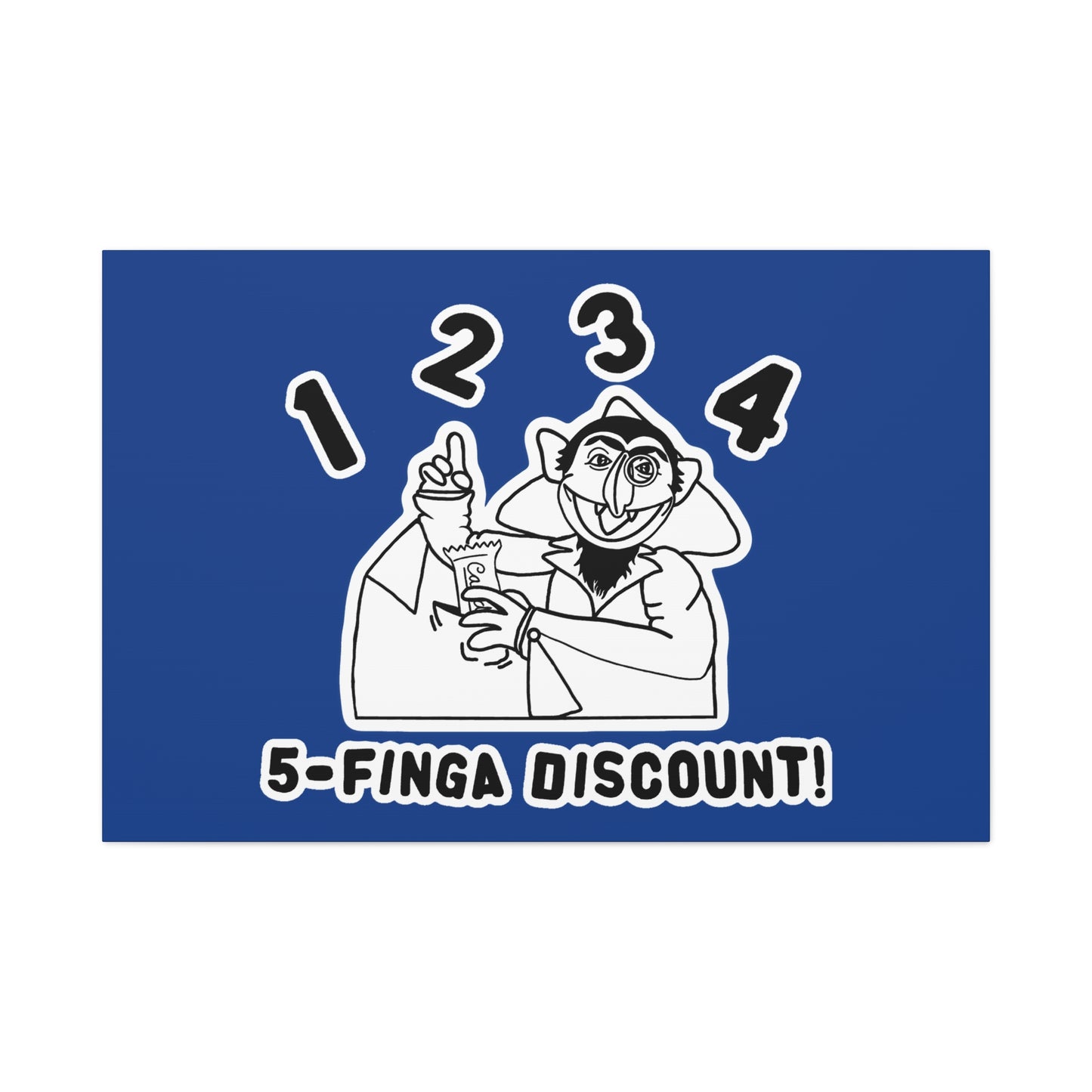 Five Finger Discount Outline Canvas Print Dark Blue - Sesame Street The Count Parody Art Print