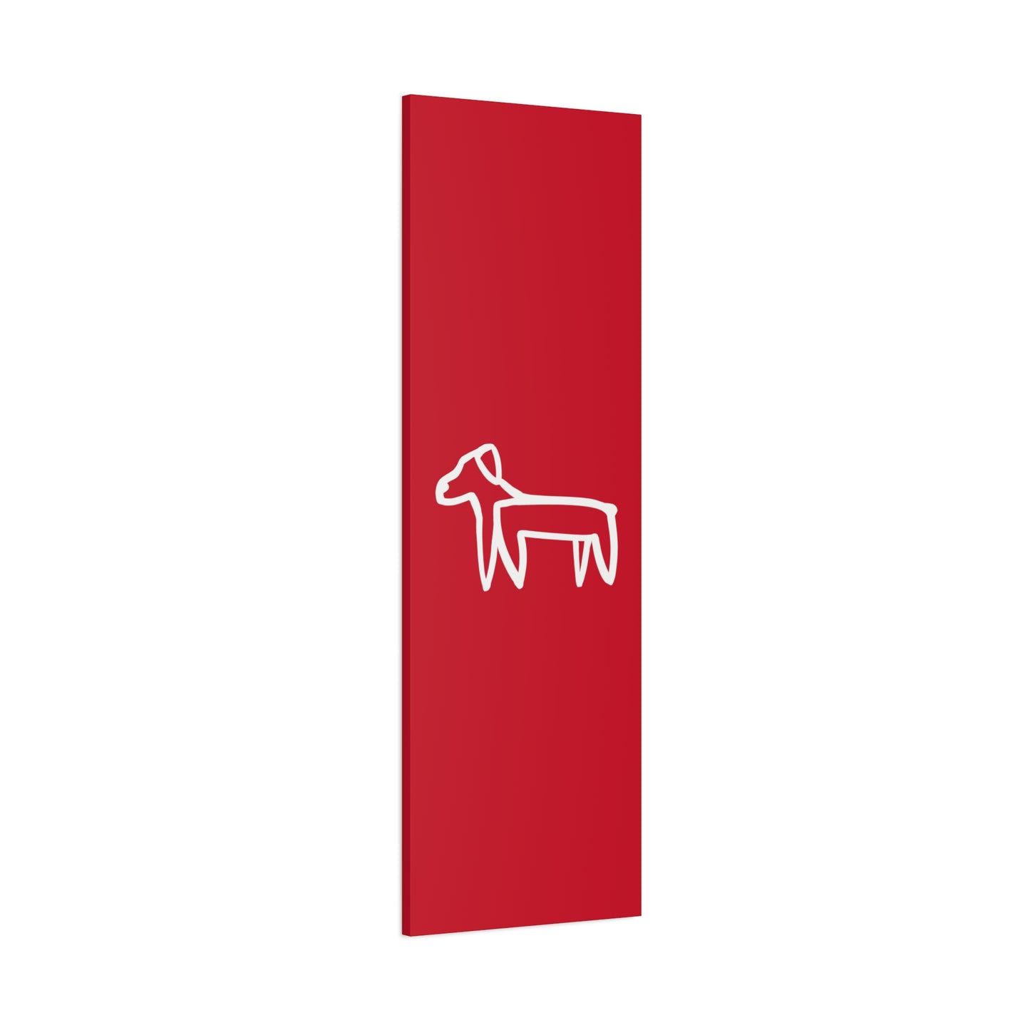Dog Canvas Print on Red (Transparent Style White Dog) - Dog Art Print