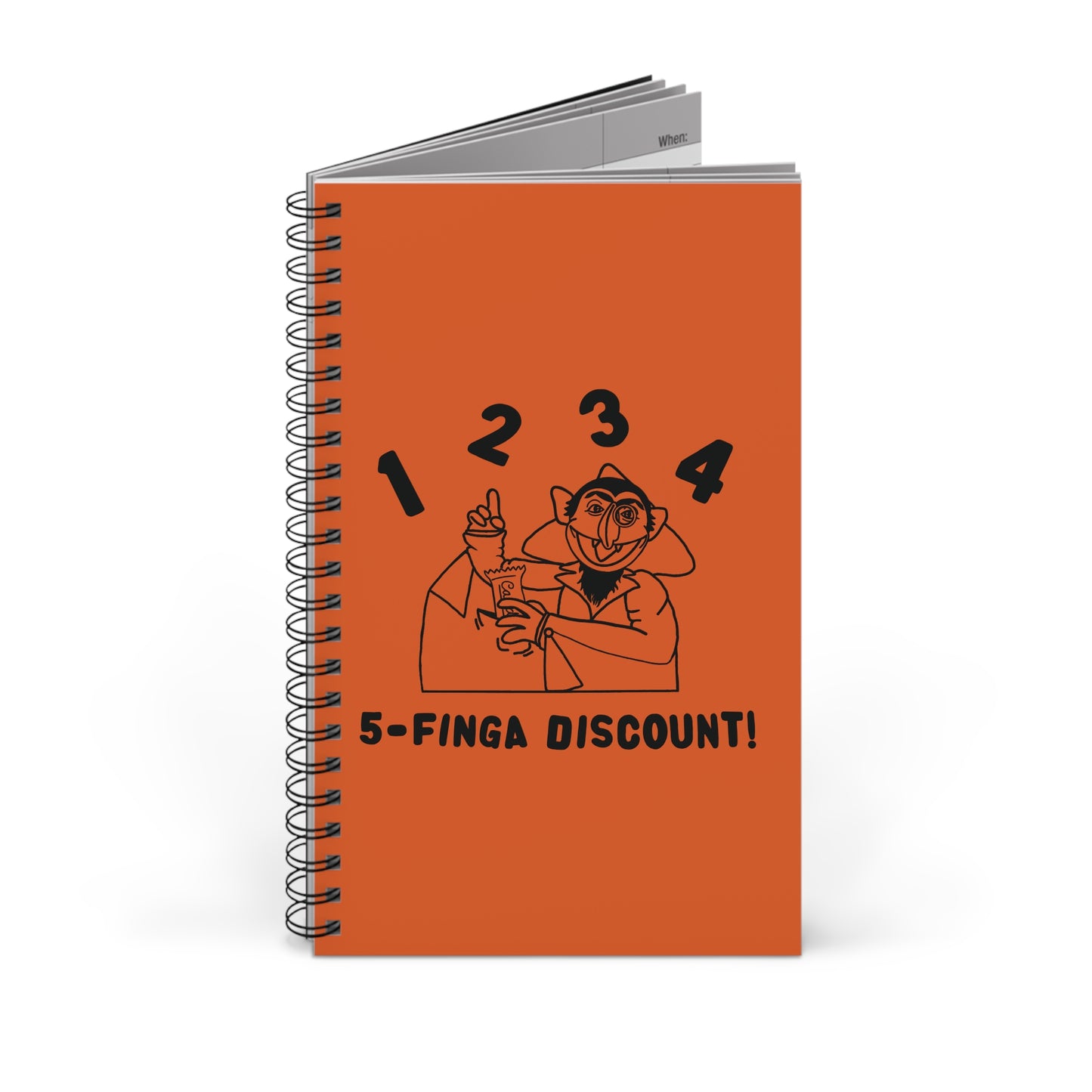 Five Finger Discount Outline Notebook Orange - Sesame Street The Count Parody Spiral Notebook