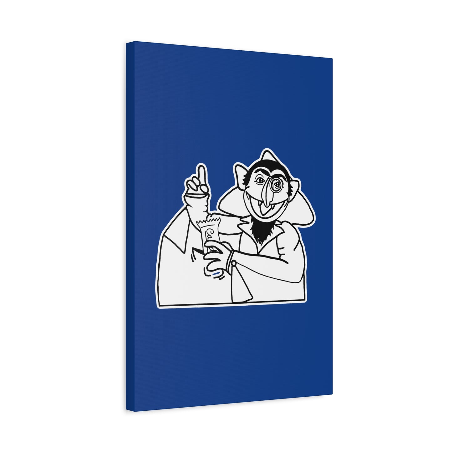 The Count Stealing Candy Outline Canvas Print Dark Blue - Sesame Street The Count Parody Art