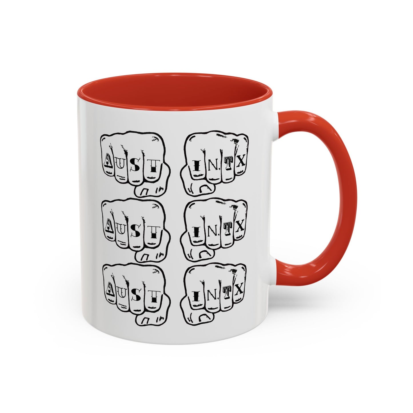 Austin Knuckle Tats Tattooed Fists Accent Mug Fists Stack Edition