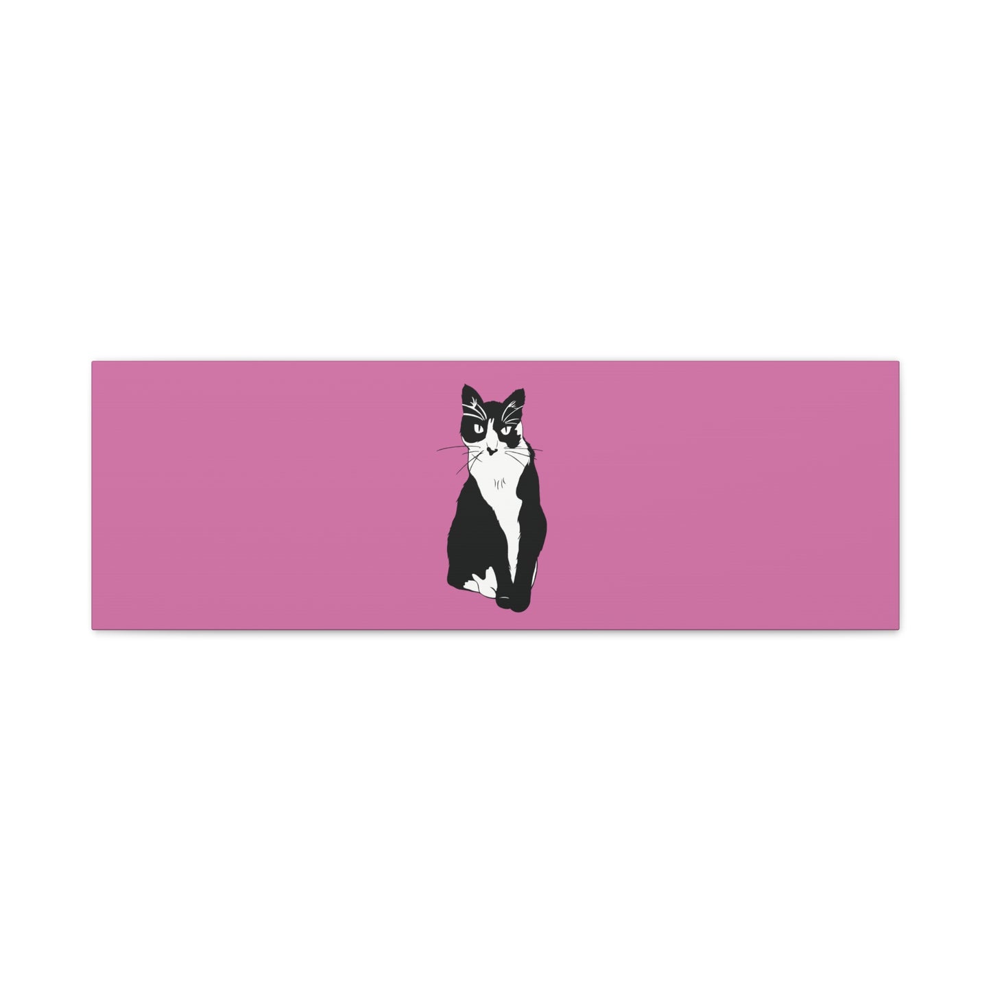 Cat Canvas on Light Pink (B&W Style Cat) - Cat Drawing Art