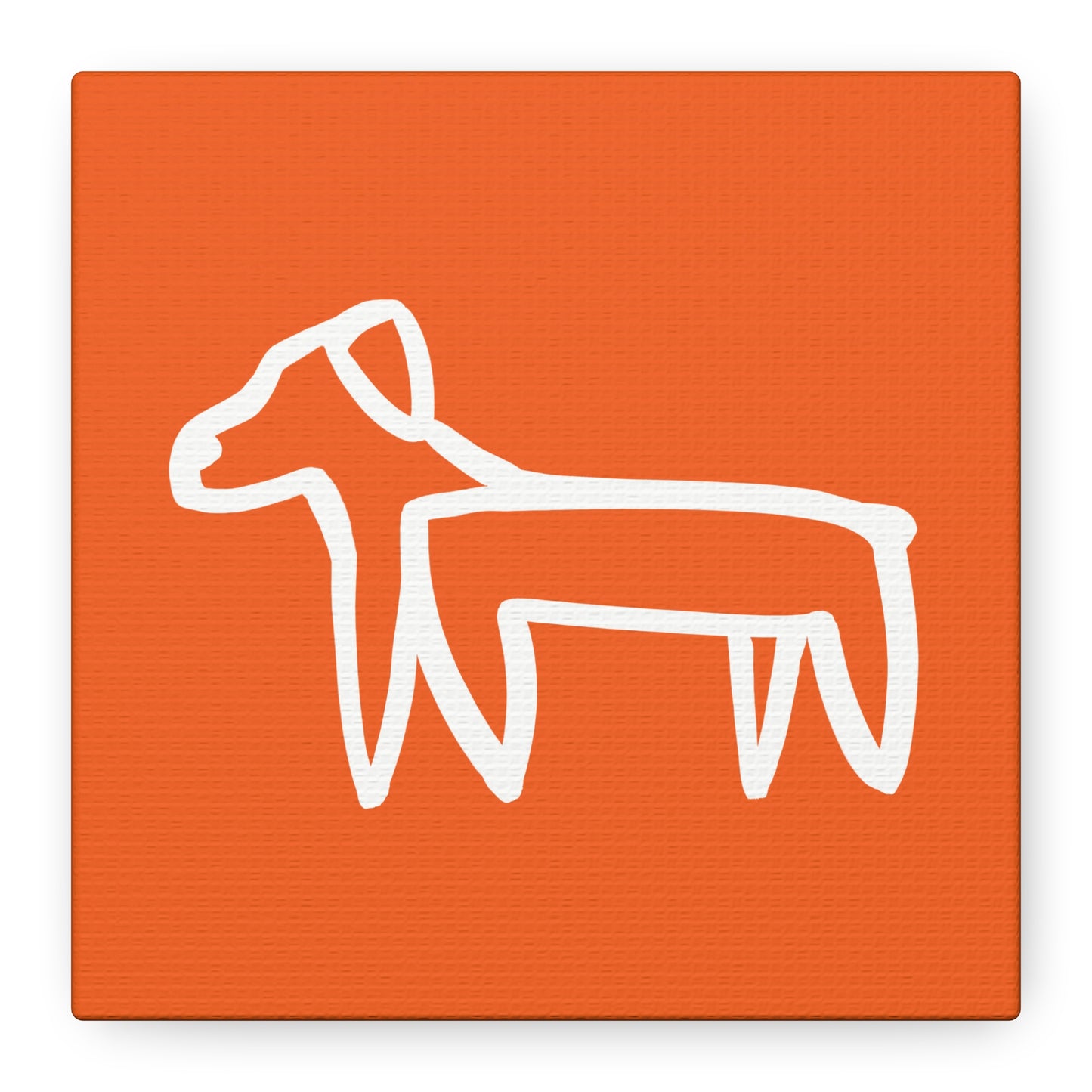 Dog Canvas Print on Orange (Transparent Style White Dog) - Dog Art Print