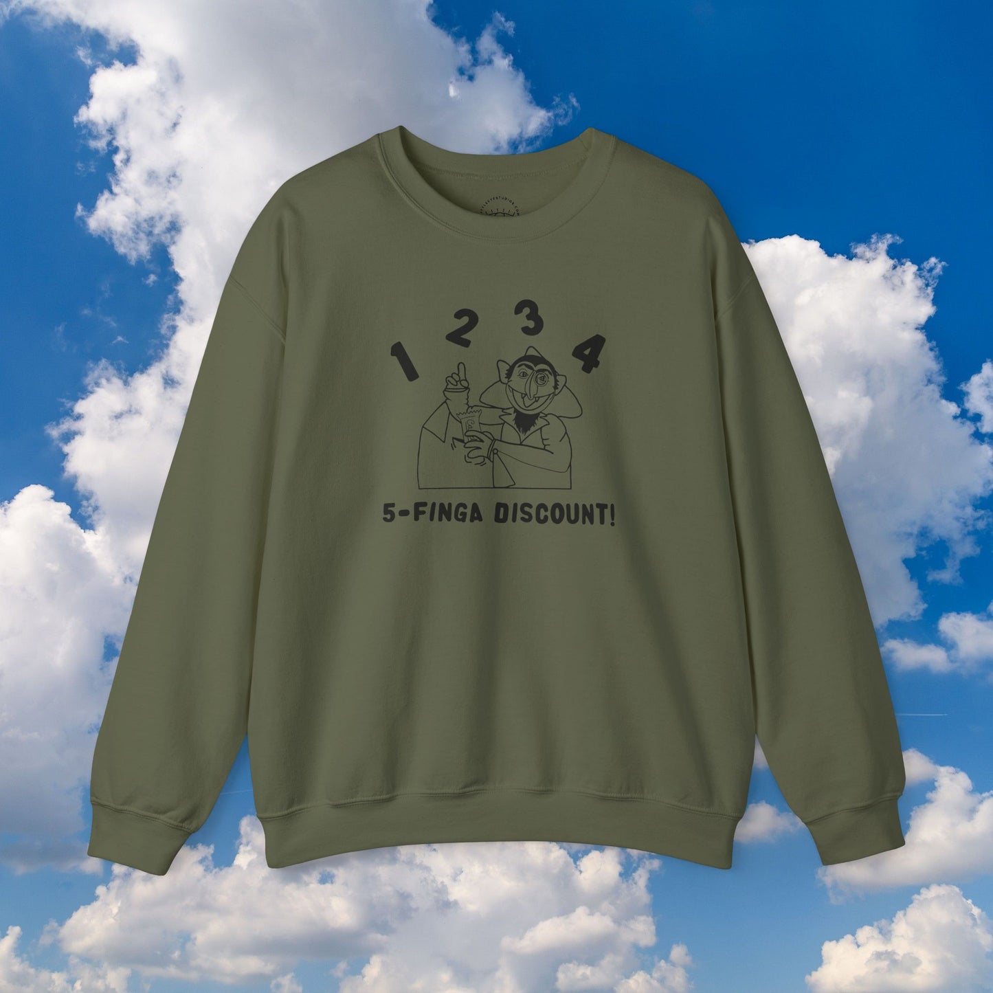 Five Finger Discount Outline Sweatshirt - Sesame Street The Count Parody Sweatshirt