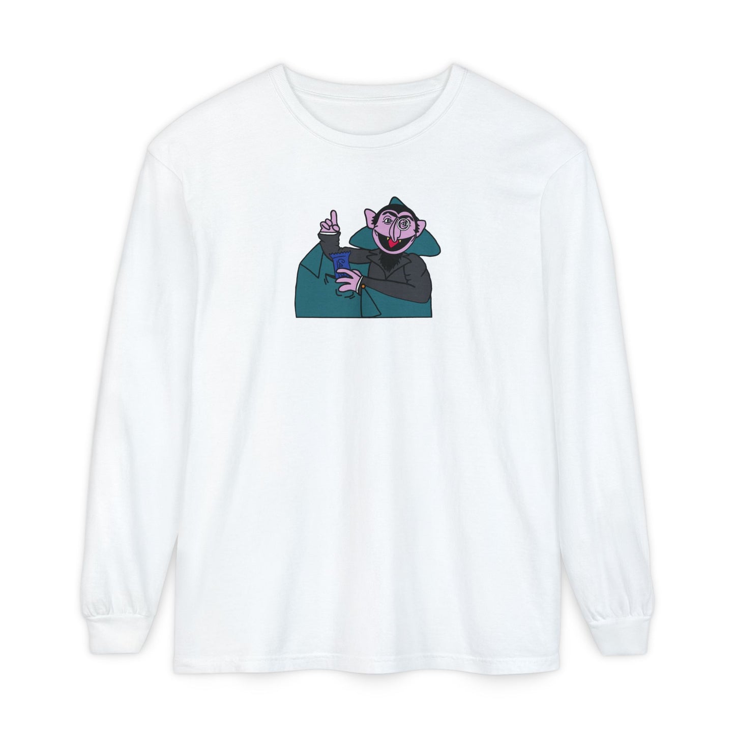 The Count Stealing Candy Long Sleeve - Sesame Street The Count Parody Long Sleeve Shirt