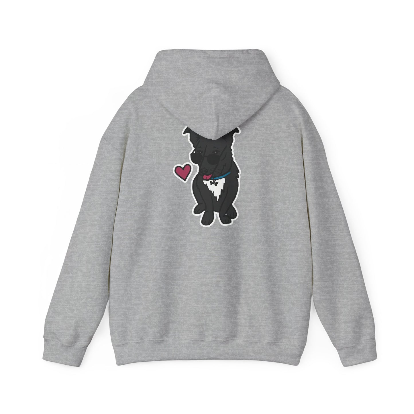 Nora the Dog Heart Hoodie Back Design (Sticker Style Nora) - Nora Hooded Sweatshirt