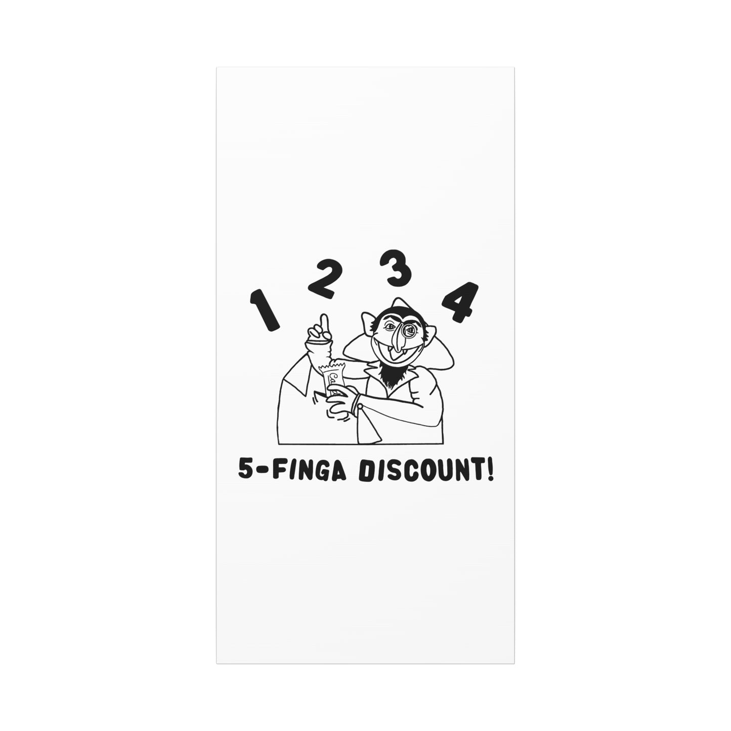Five Finger Discount Outline Canvas Print White - Sesame Street The Count Parody Art Print