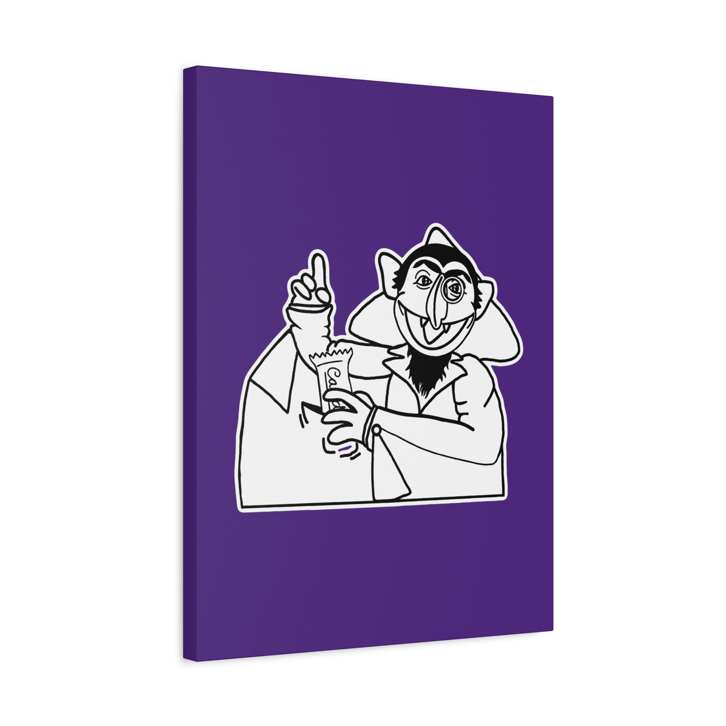 The Count Stealing Candy Outline Canvas Print Purple - Sesame Street The Count Parody Art