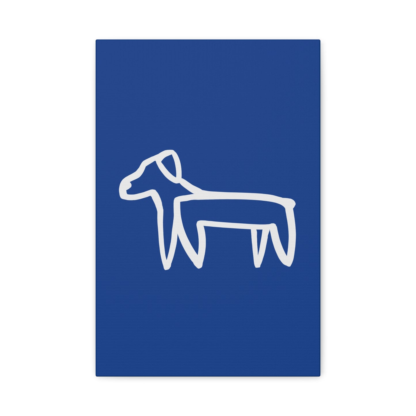 Dog Canvas Print on Blue (Transparent Style White Dog) - Dog Art Print
