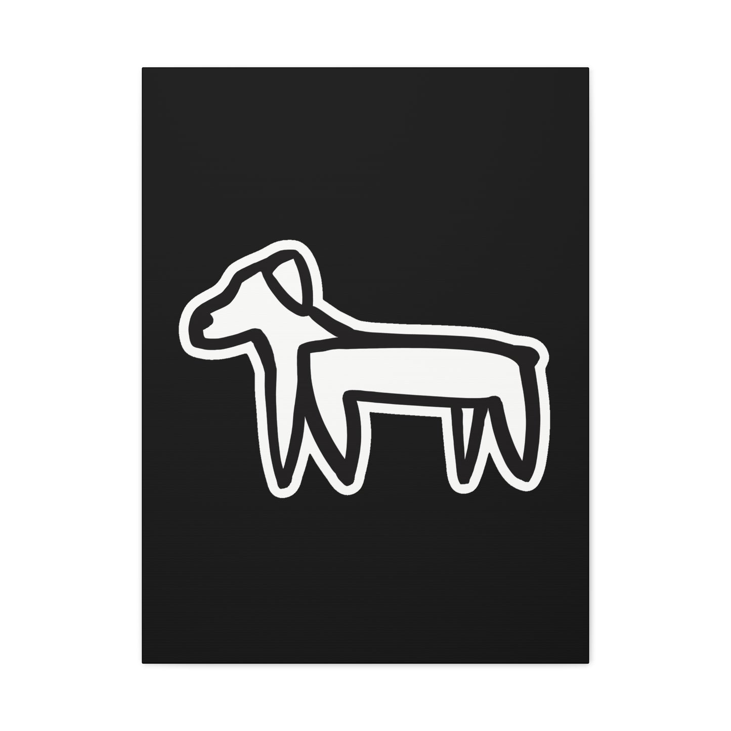 Dog Canvas Print on Black (Sticker Style Dog) - Dog Art Print