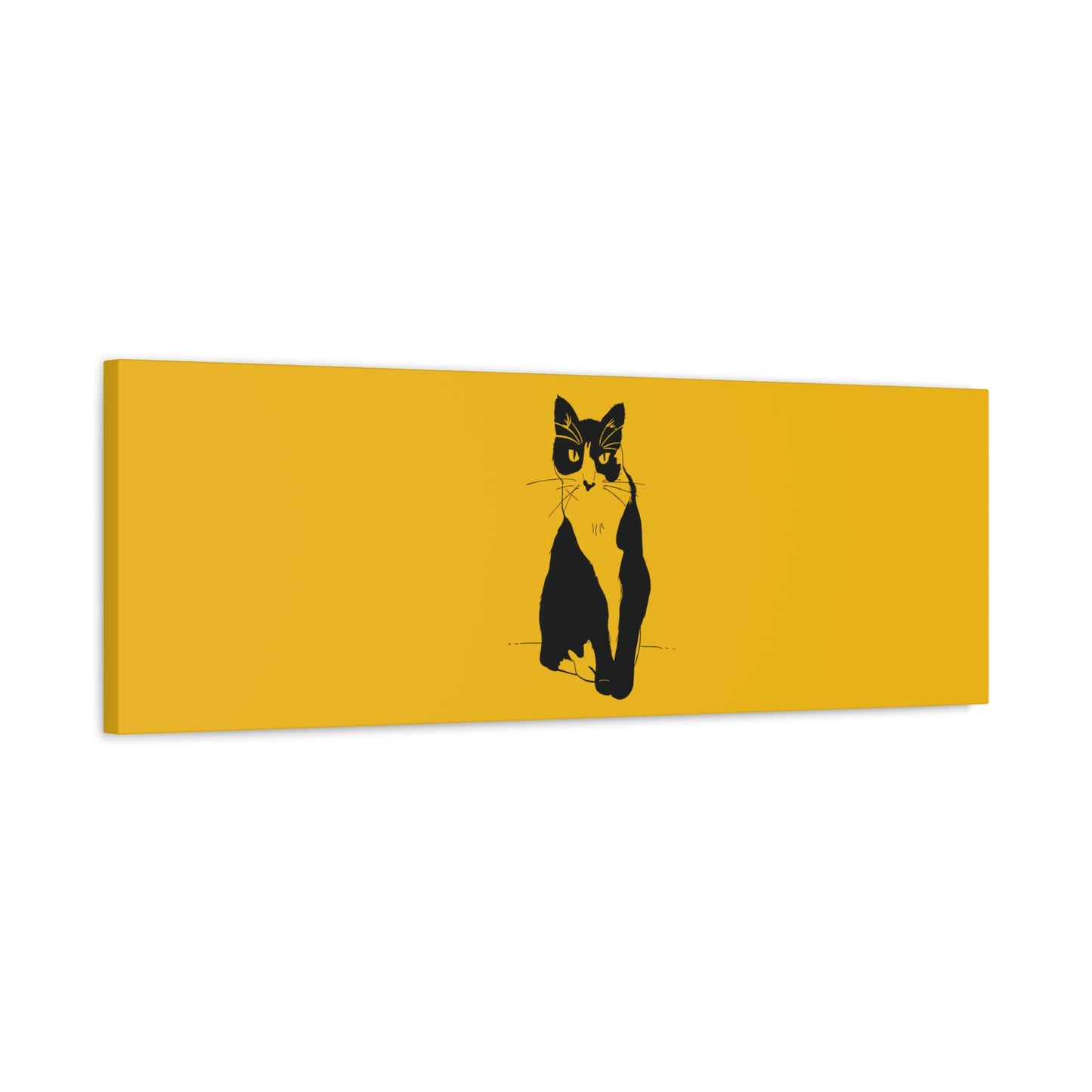 Cat Canvas Print on Yellow (Transparent Style Cat) - Cat Drawing Art