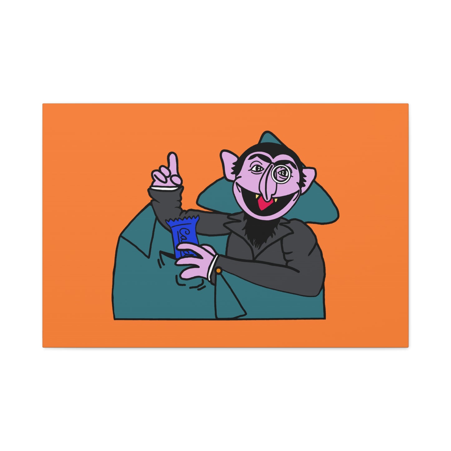 The Count Stealing Candy Canvas Print Orange - Sesame Street The Count Parody Art