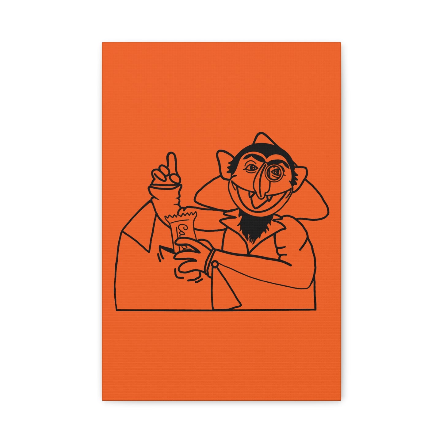 The Count Stealing Candy Outline Canvas Print Orange - Sesame Street The Count Parody Art Print