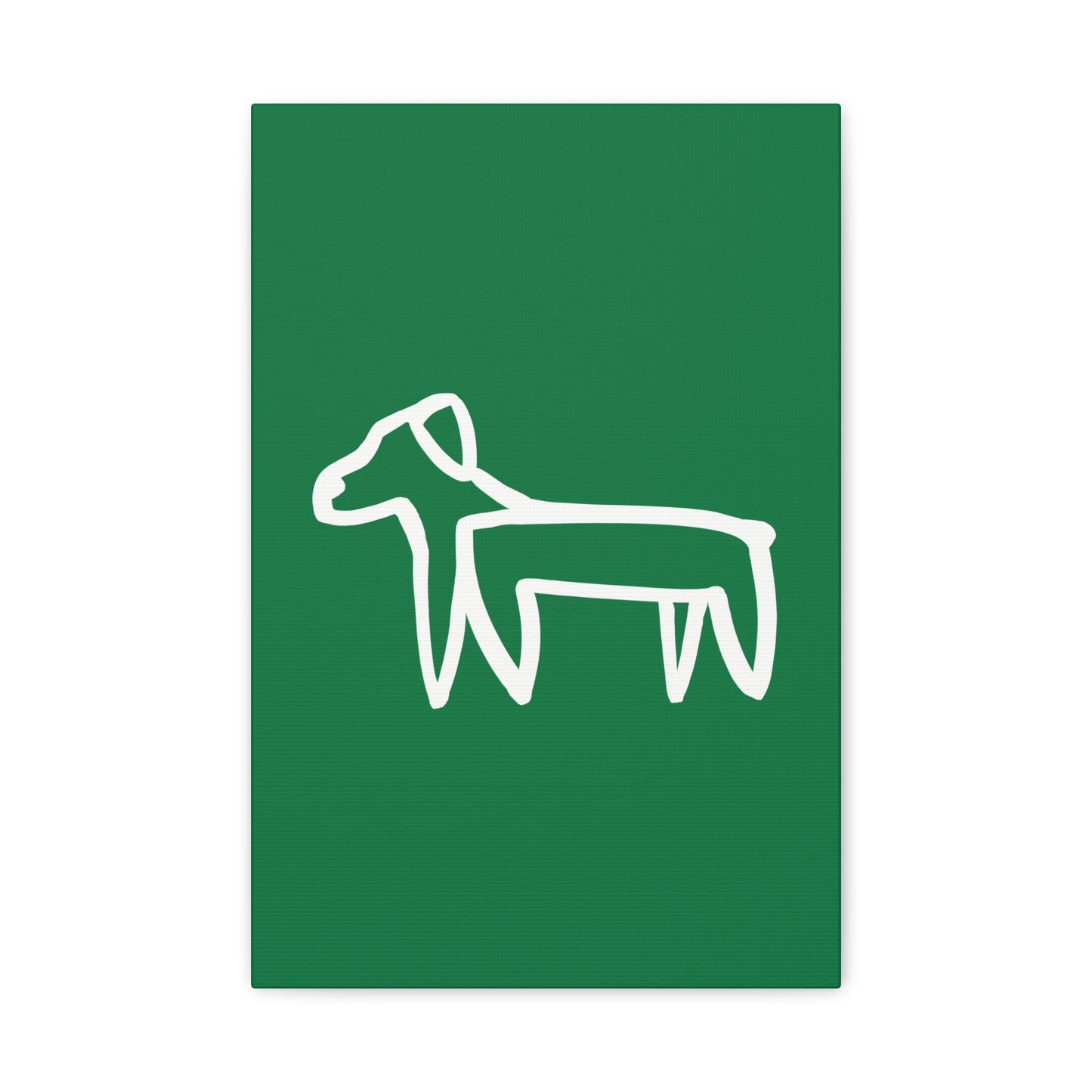 Dog Canvas Print on Green (Transparent Style White Dog) - Dog Art Print
