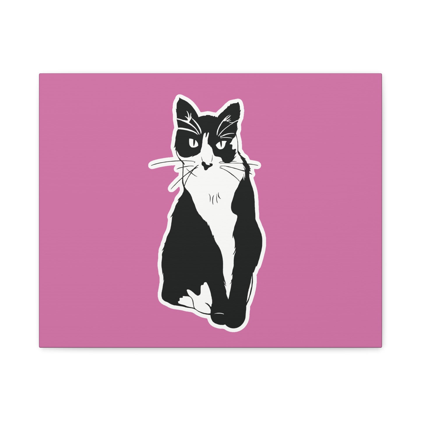 Cat Canvas on Light Pink (Sticker Style Cat) - Cat Drawing Art