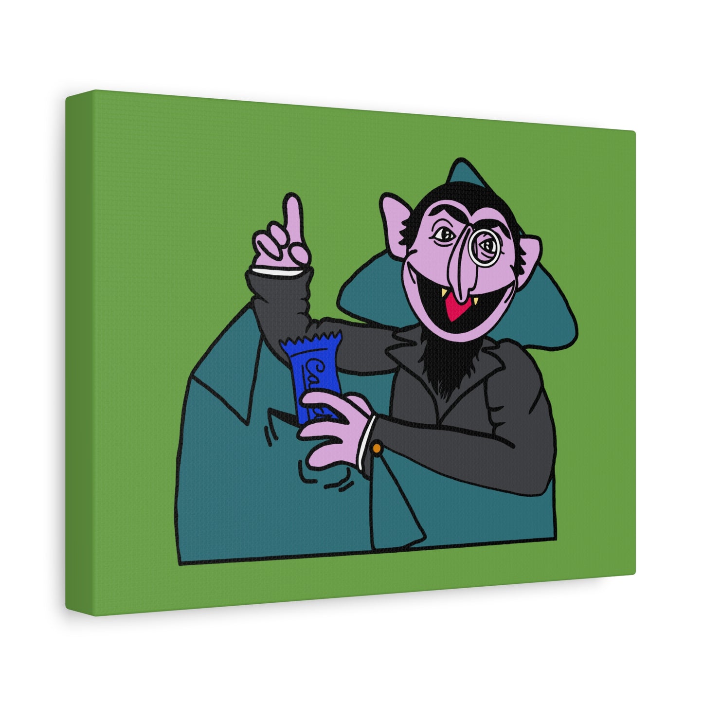 The Count Stealing Candy Canvas Print Green - Sesame Street The Count Parody Art
