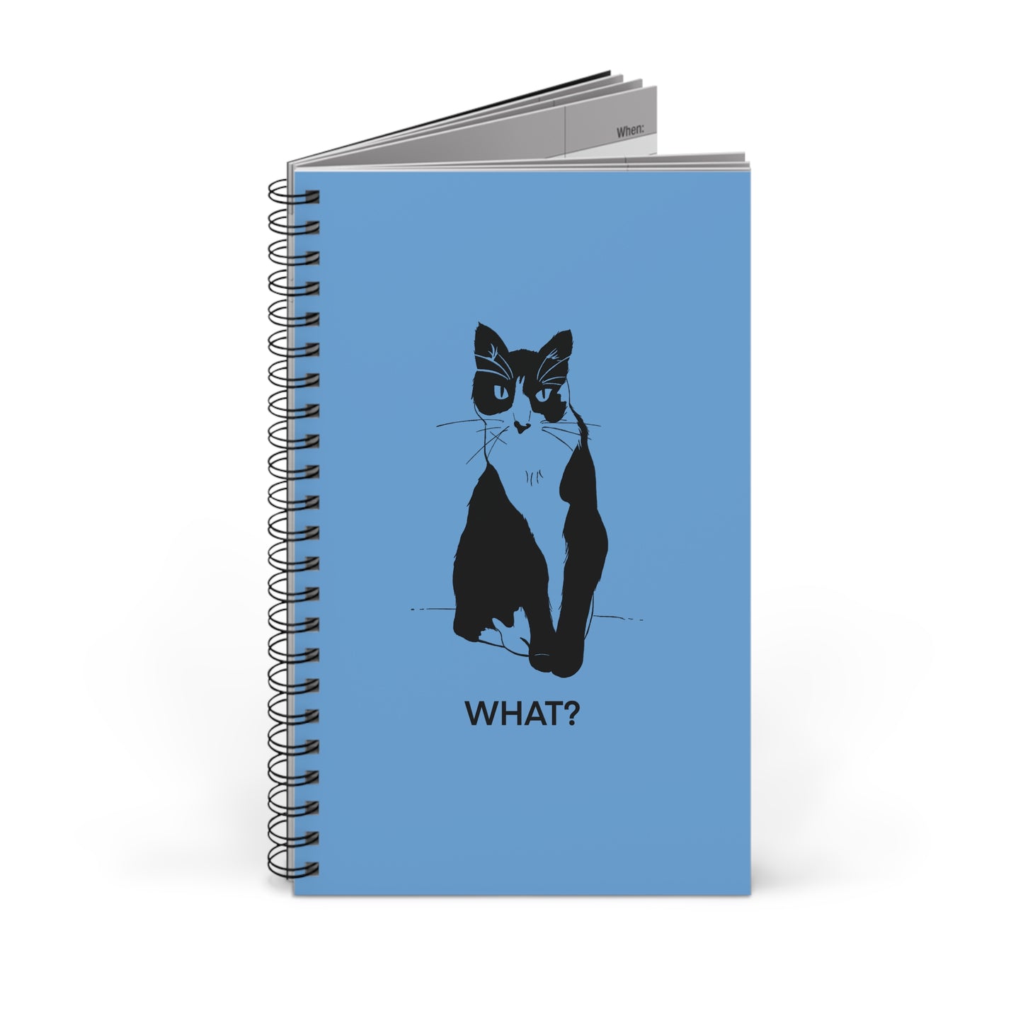 Cattitude Notebook in Light Blue (Transparent Style Cat) - Cat Spiral Notebook