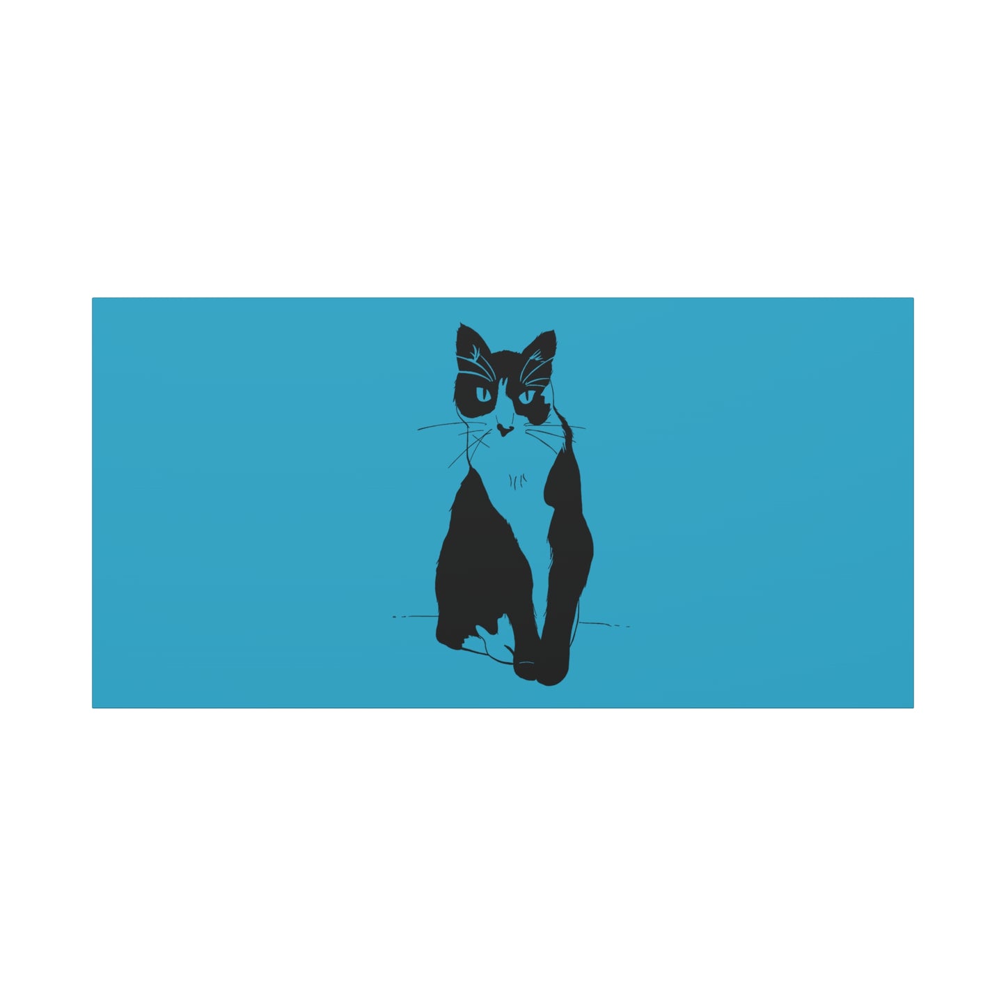 Cat Canvas Print on Turquoise (Transparent Style Cat) - Cat Drawing Art