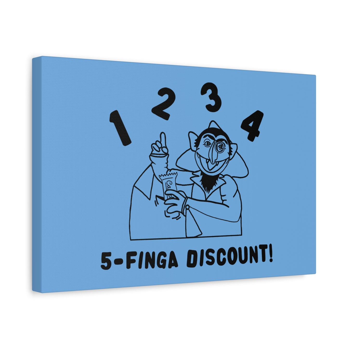 Five Finger Discount Outline Canvas Print Light Blue - Sesame Street The Count Parody Art Print