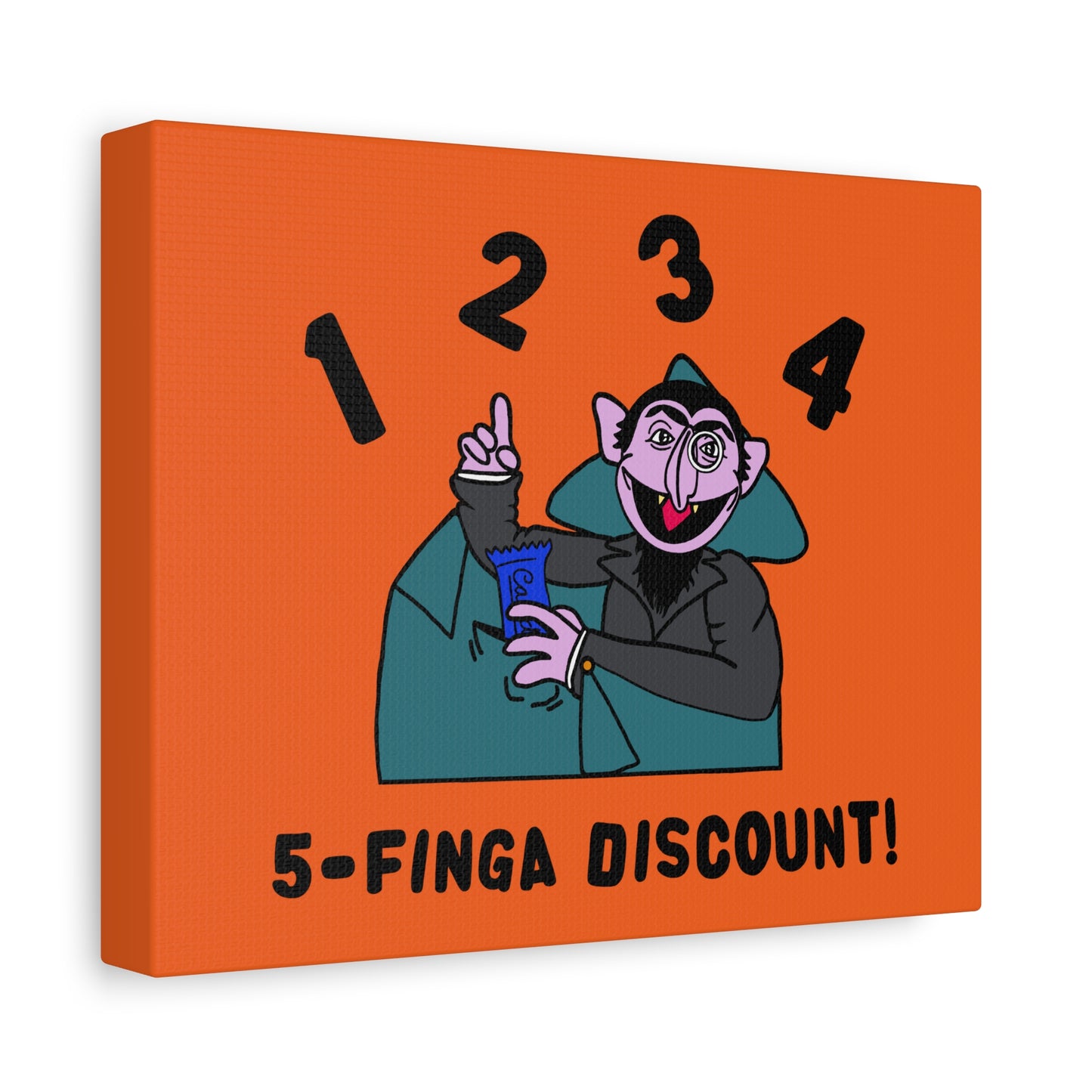 Five Finger Discount Canvas Print Orange - Sesame Street The Count Parody Art Print