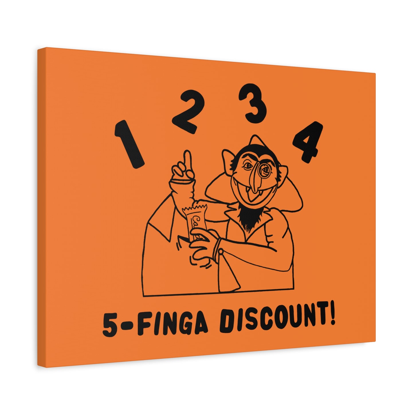 Five Finger Discount Outline Canvas Print Light Orange - Sesame Street The Count Parody Art Print