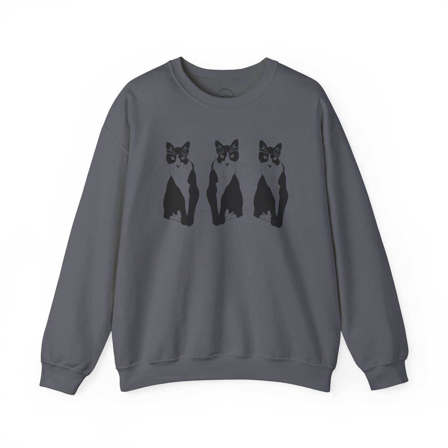 Cat x3 Sweatshirt (Transparent Style Cat) - Cat Drawing Sweatshirt