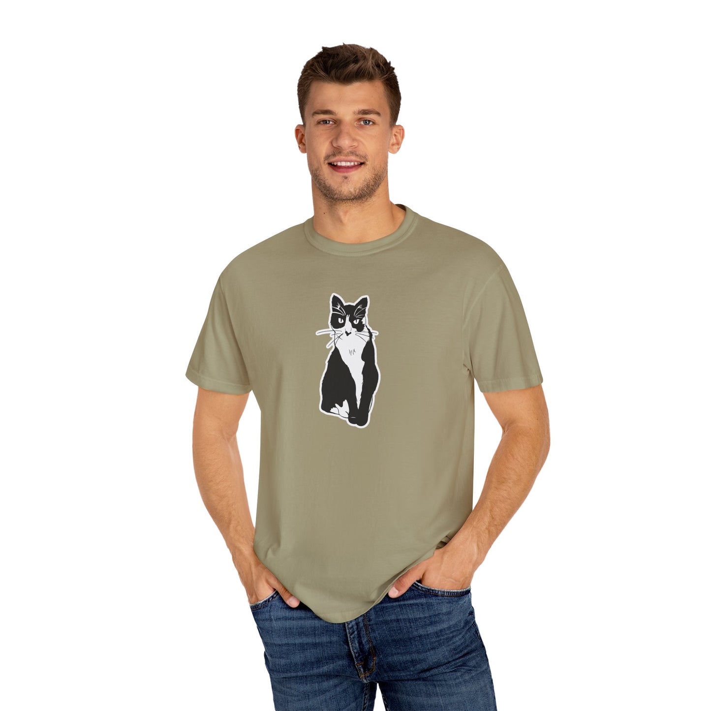 Cat Tee (Sticker Style Cat) - Cat Drawing Shirt