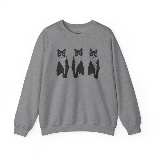 Cat x3 Sweatshirt (Transparent Style Cat) - Cat Drawing Sweatshirt