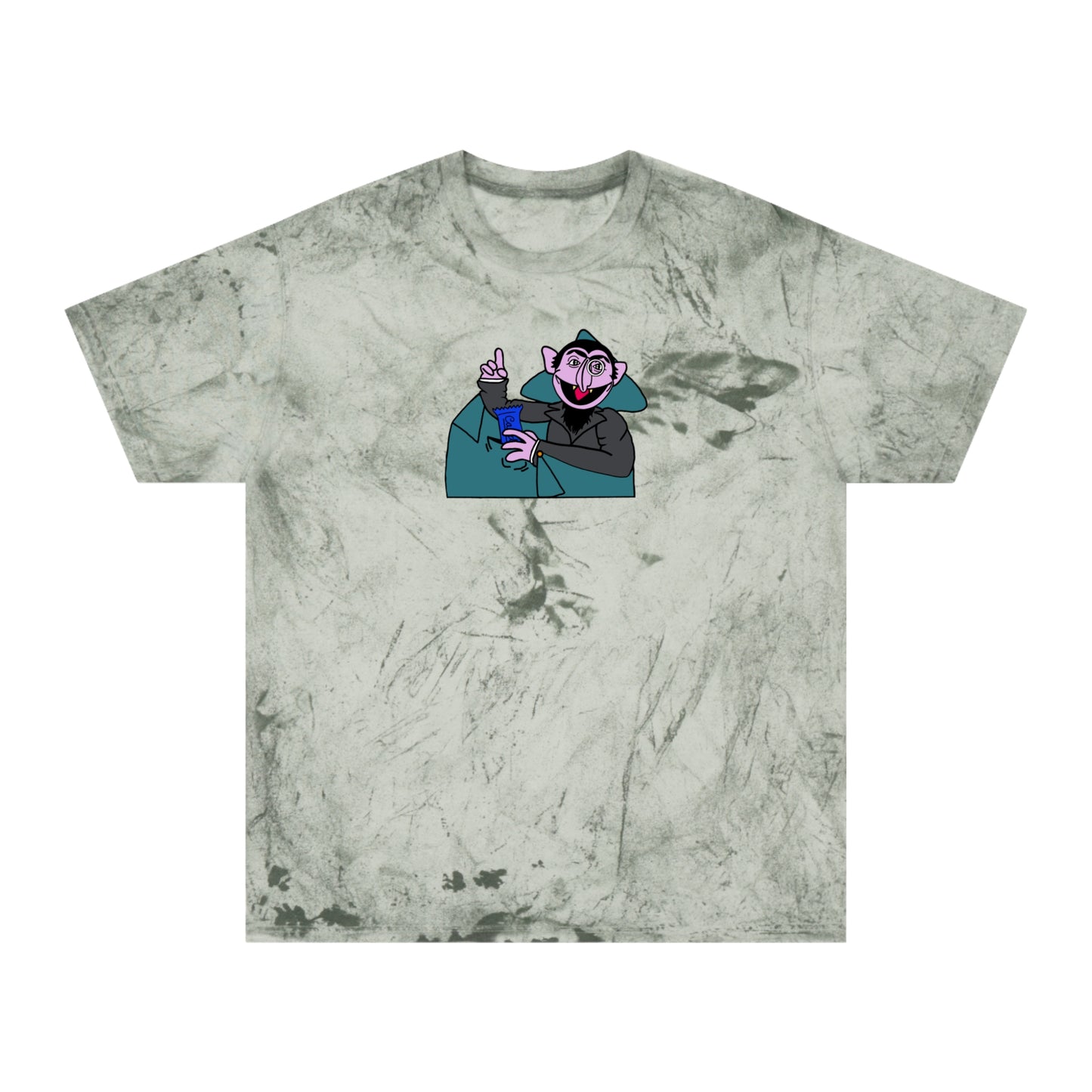 The Count Stealing Candy Color Blast Tee - Sesame Street The Count Parody Shirt