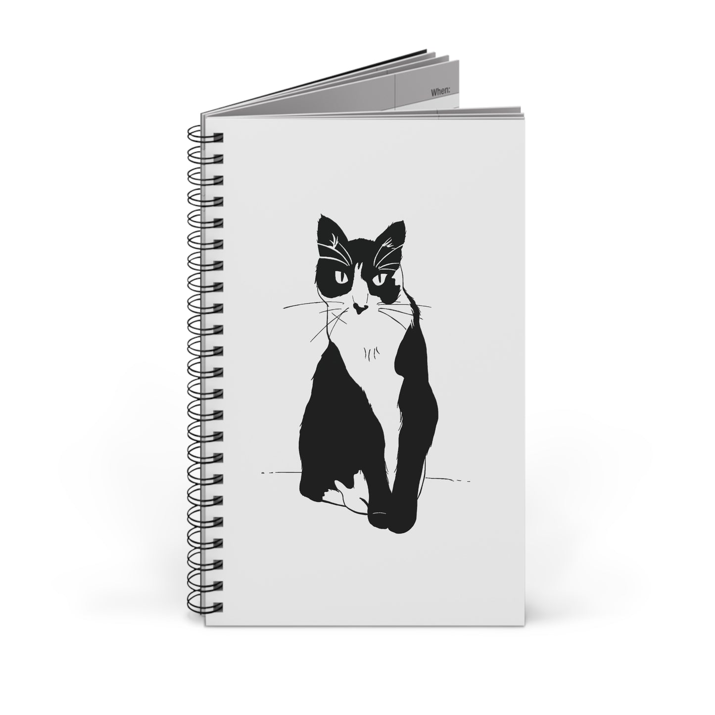 Cat Notebook in White (Transparent Style Cat) - Cat Drawing Spiral Notebook Journal