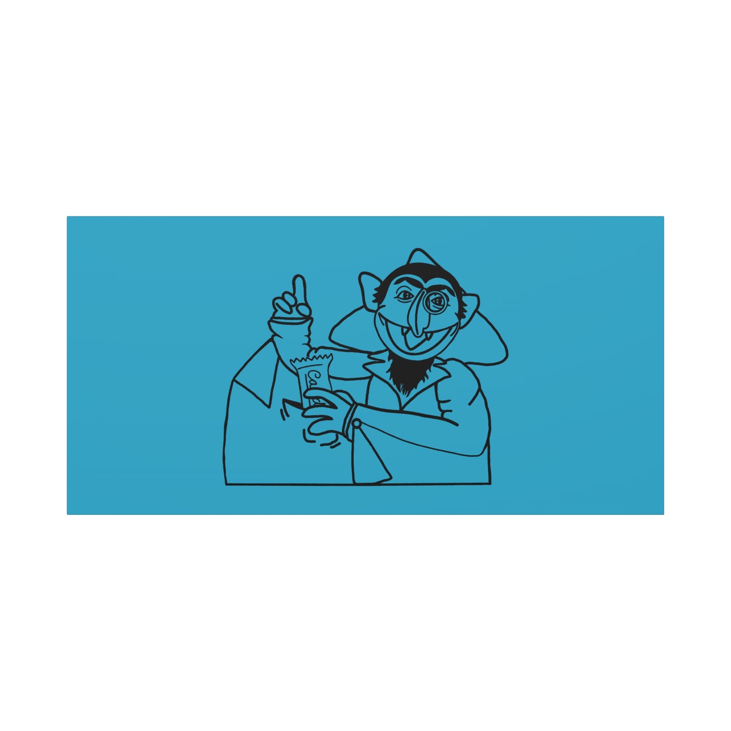 The Count Stealing Candy Outline Canvas Print Turquoise - Sesame Street The Count Art Print